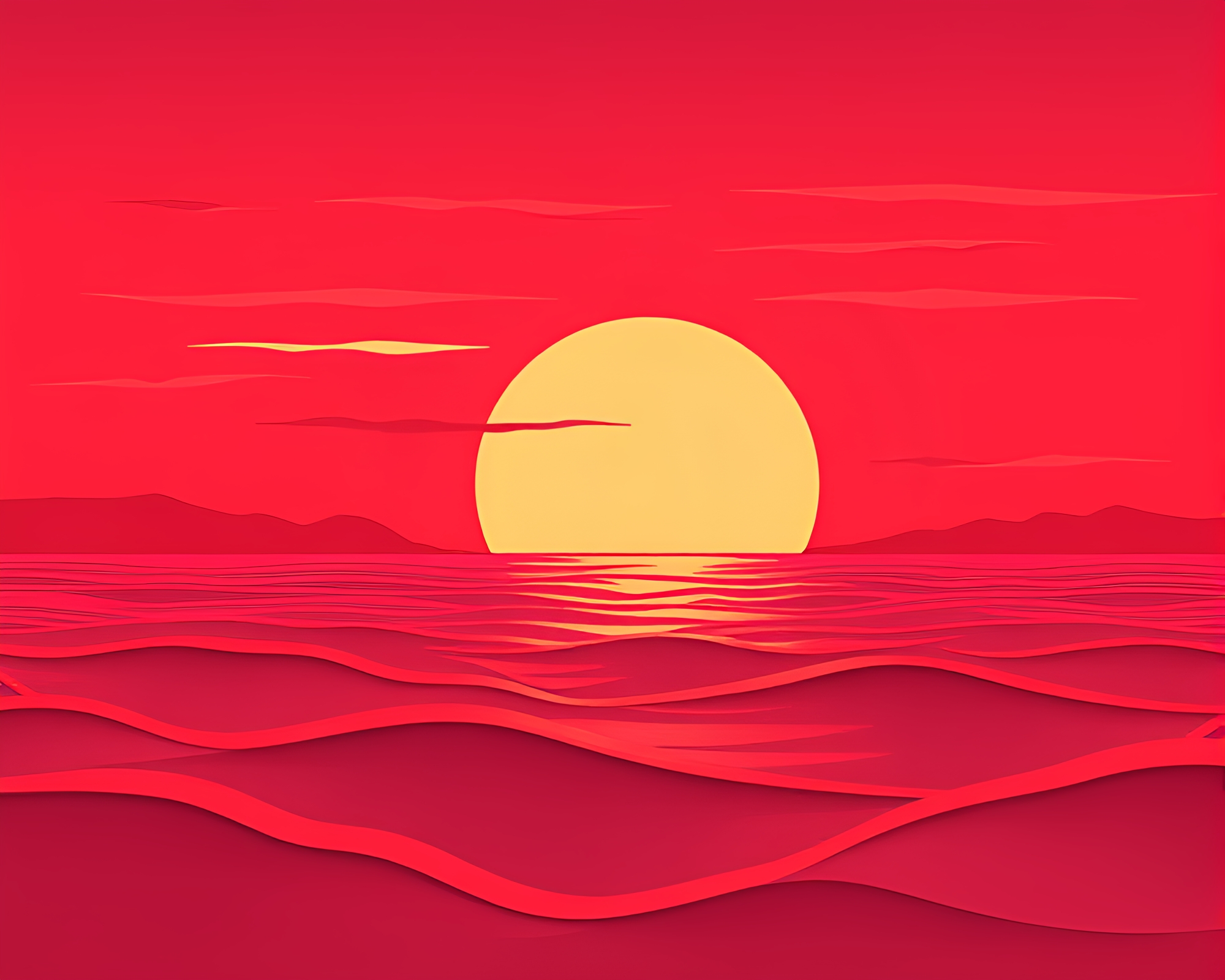 Vaporwave Sunset Mirage in Vector Art – free AI stock image