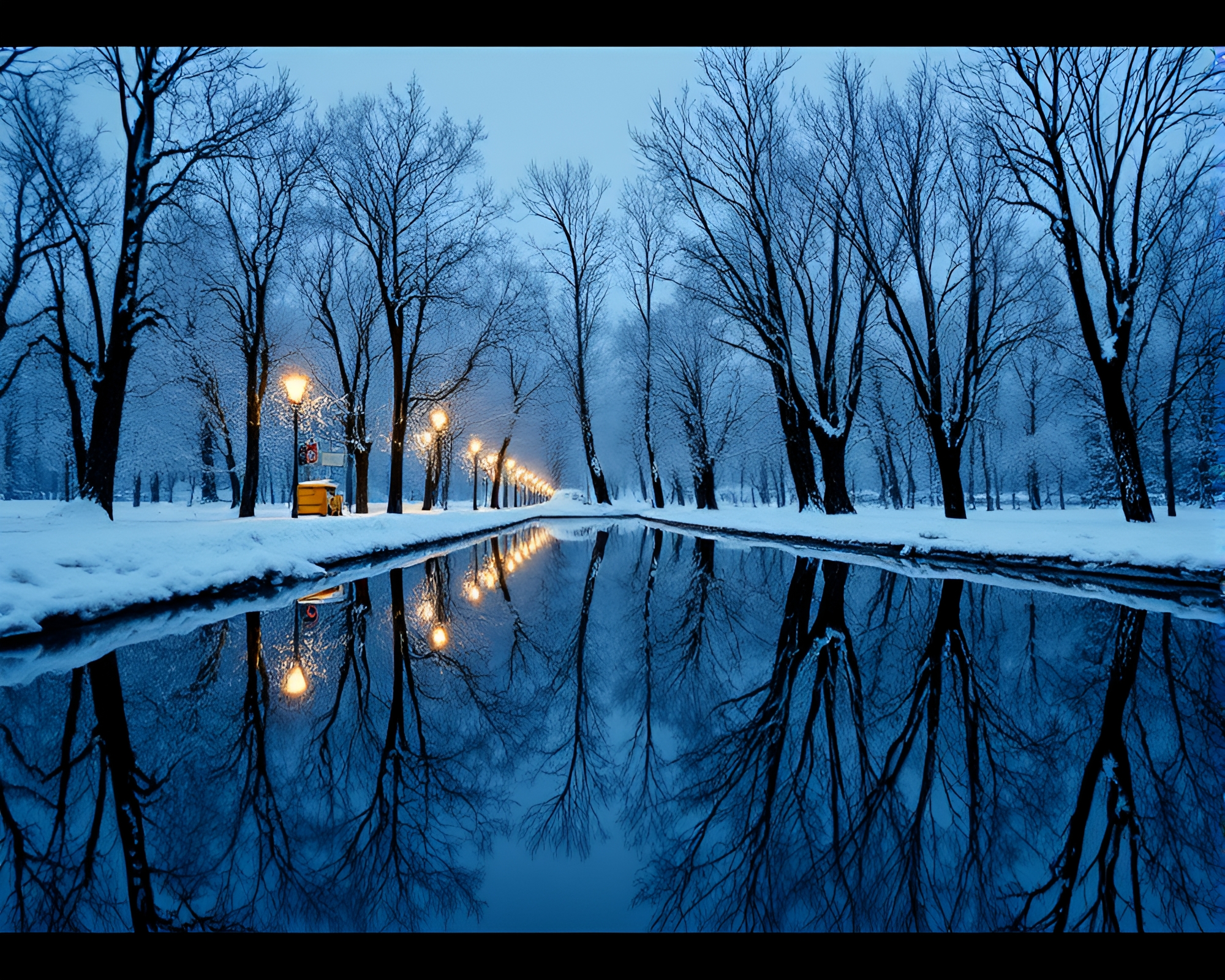Winter Wonderland Double Reflection VHS Animation – free AI stock image