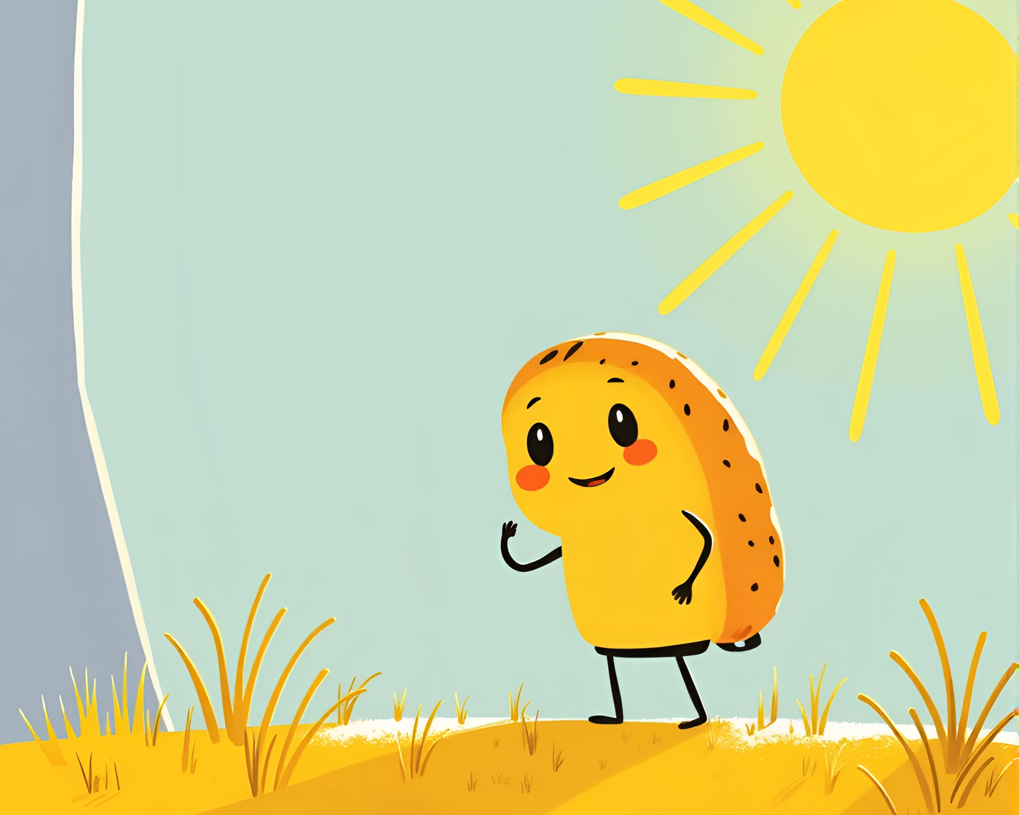 Sunlit Baguette Adventure in Mustard Yellow Forest – free AI stock image