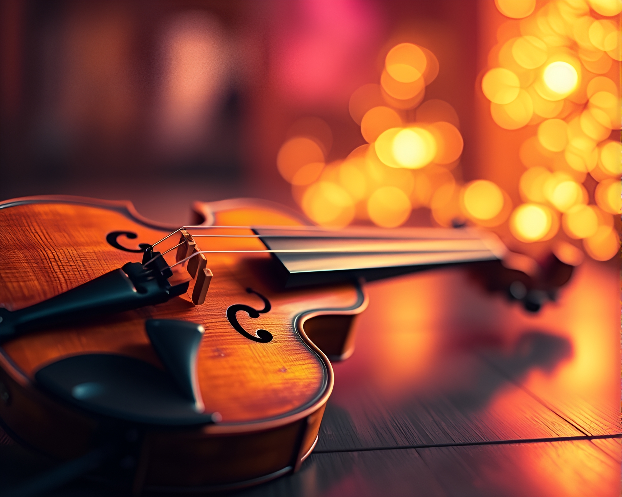 Neon Anime Violin in Soft Focus Composition – free AI stock image