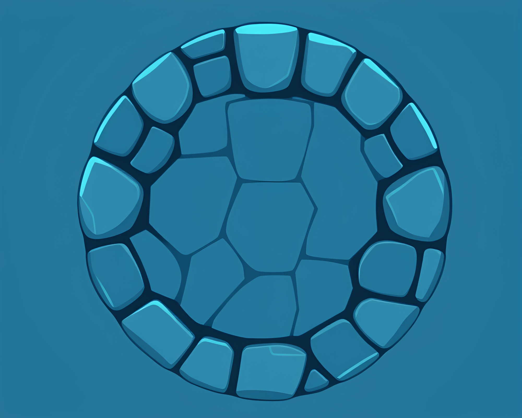 Ice-Blue Stone Circle in Cartoon Grid Overlay – free AI stock image