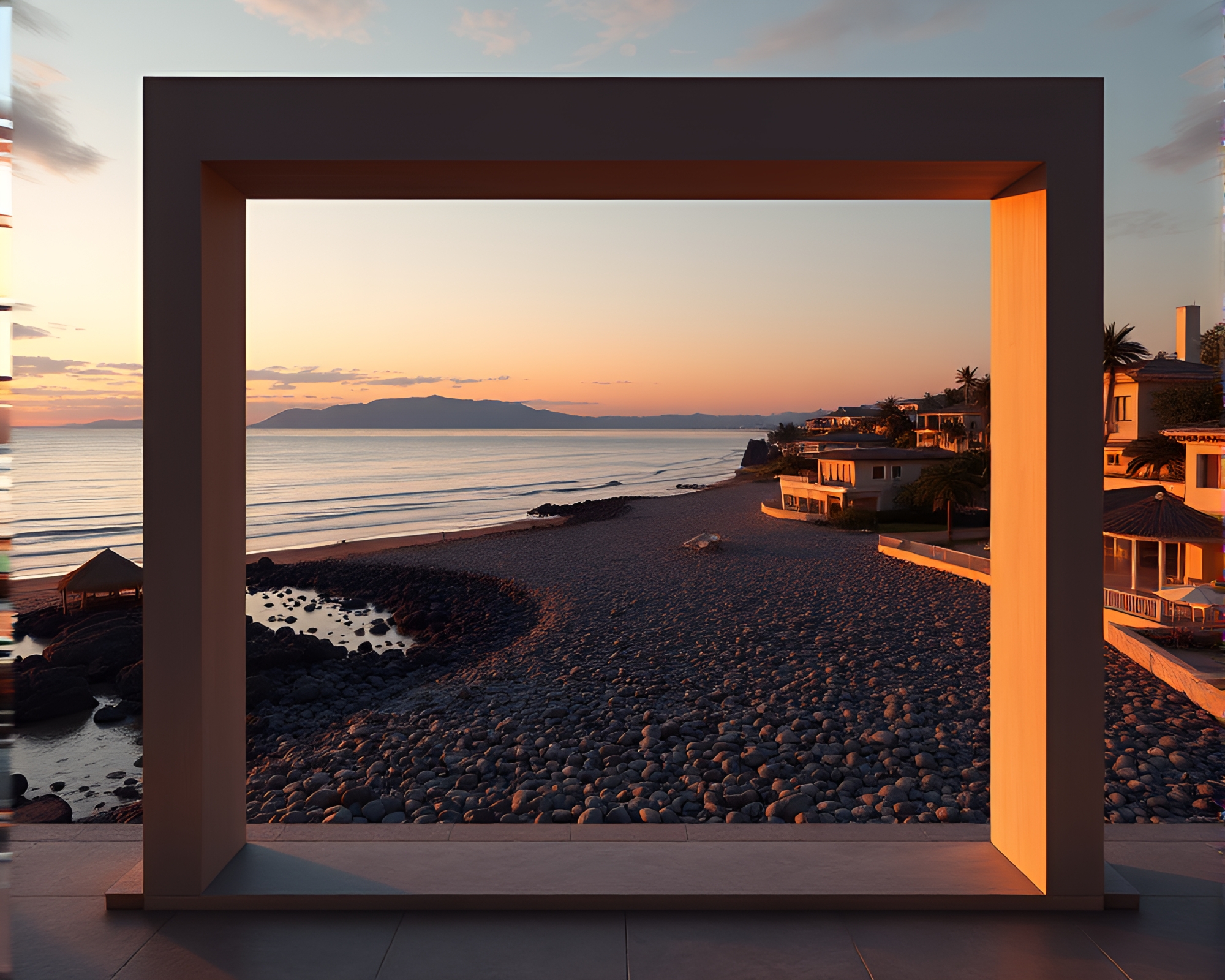 Golden Hour CGI Render of Pebble Beach Frame – free AI stock image