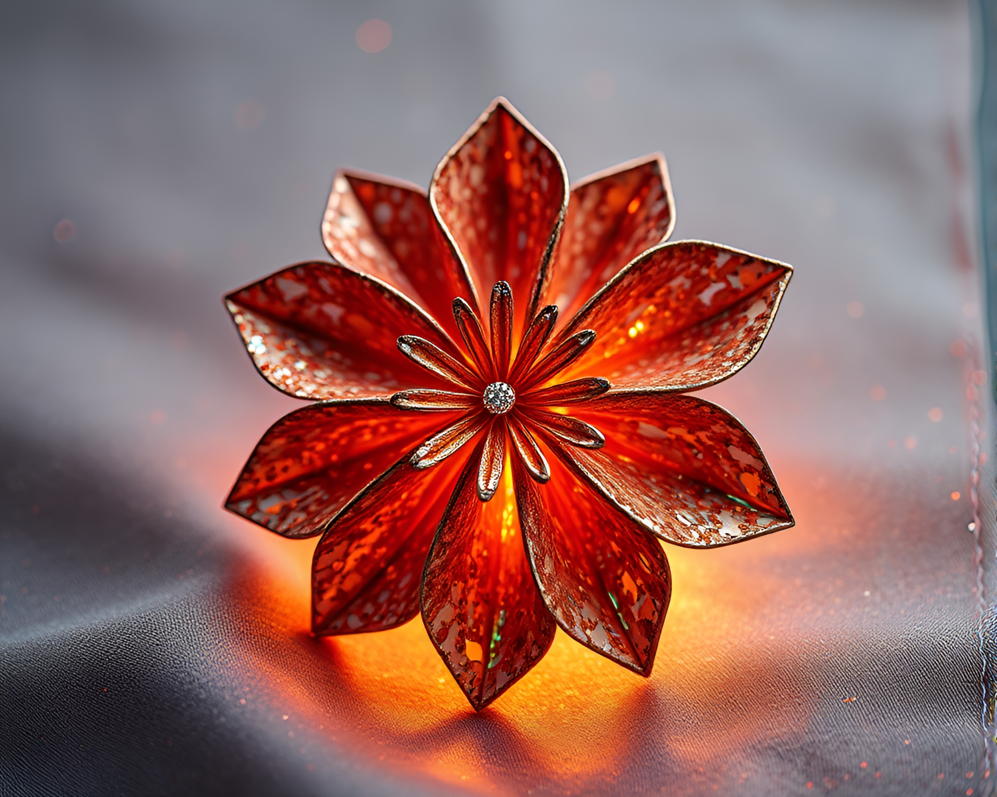 Rust Flake Origami Flower Disco Ball Art – free AI stock image