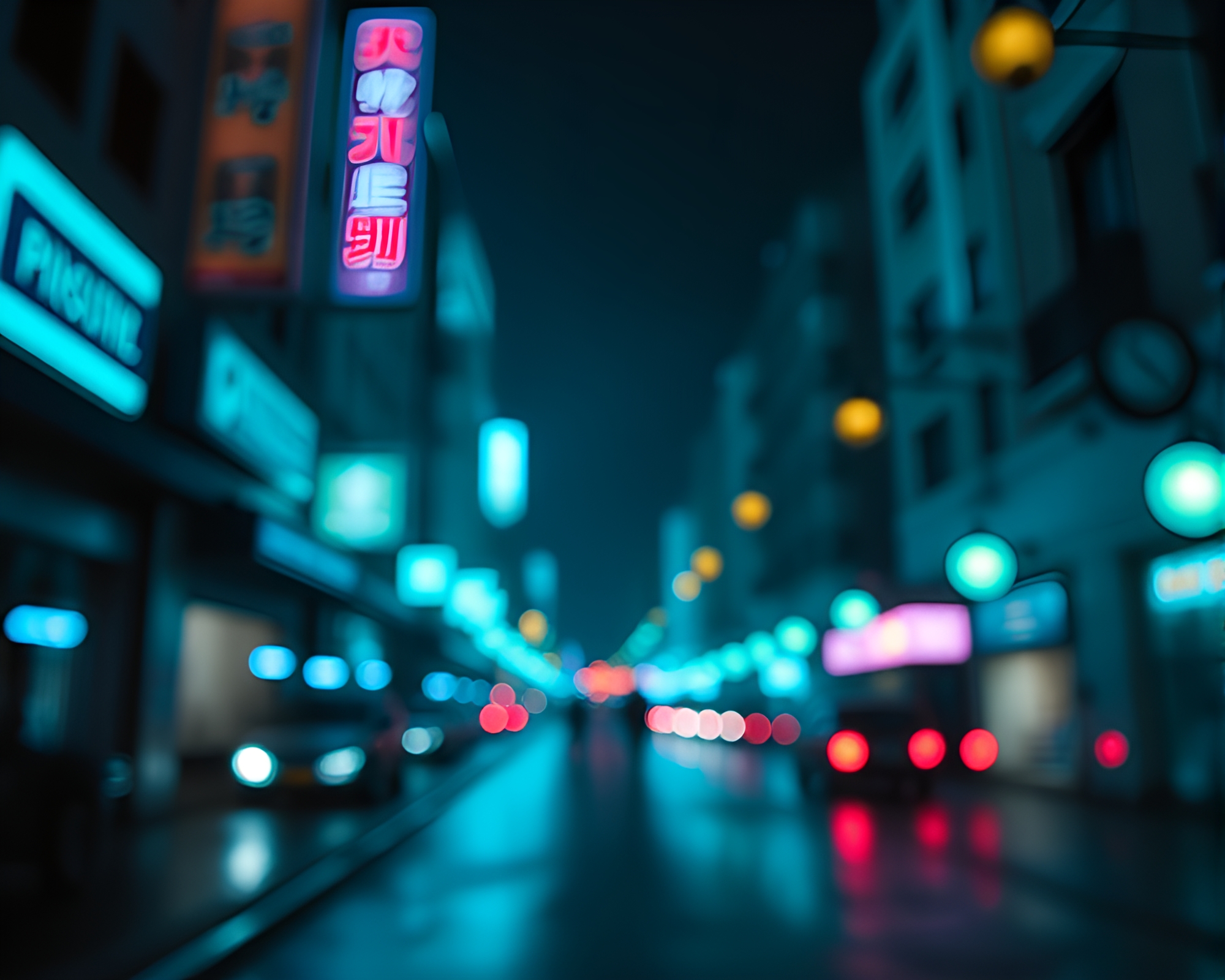 Teal Serenity: Neon-Lit Umbrella in 8-Bit Style – free AI stock image