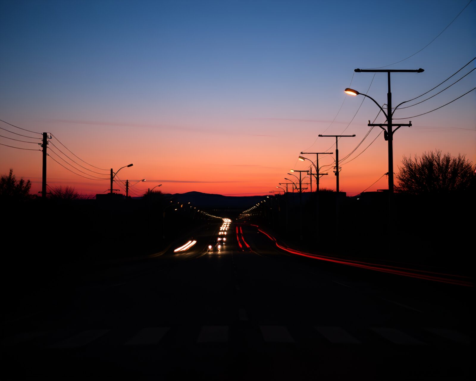 A medium shot of glowing ley lines at twilight