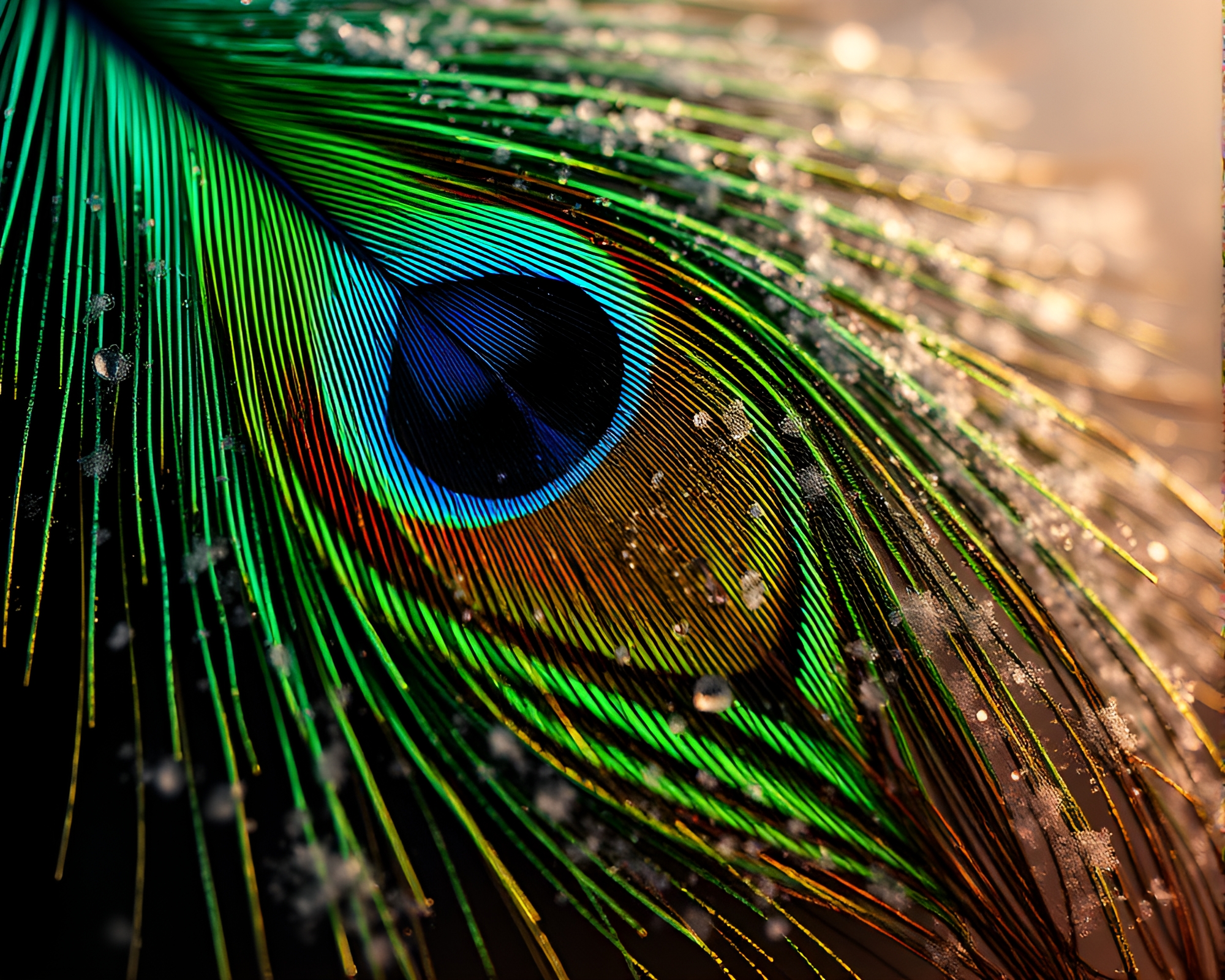 Ethereal Peacock Feather Dusting in Procedural Generation Art – free AI stock image