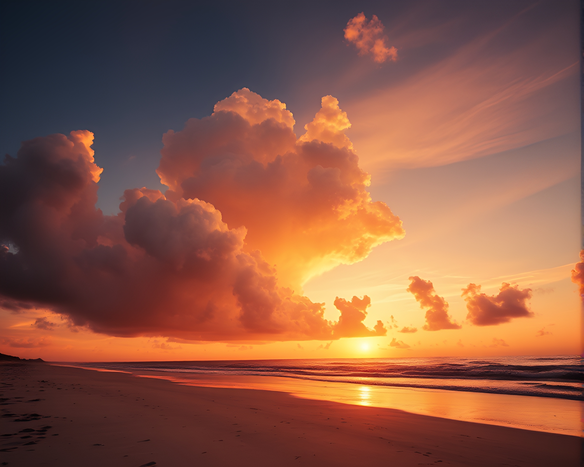 Explosive Beach Sunset Noir Composition – free AI stock image