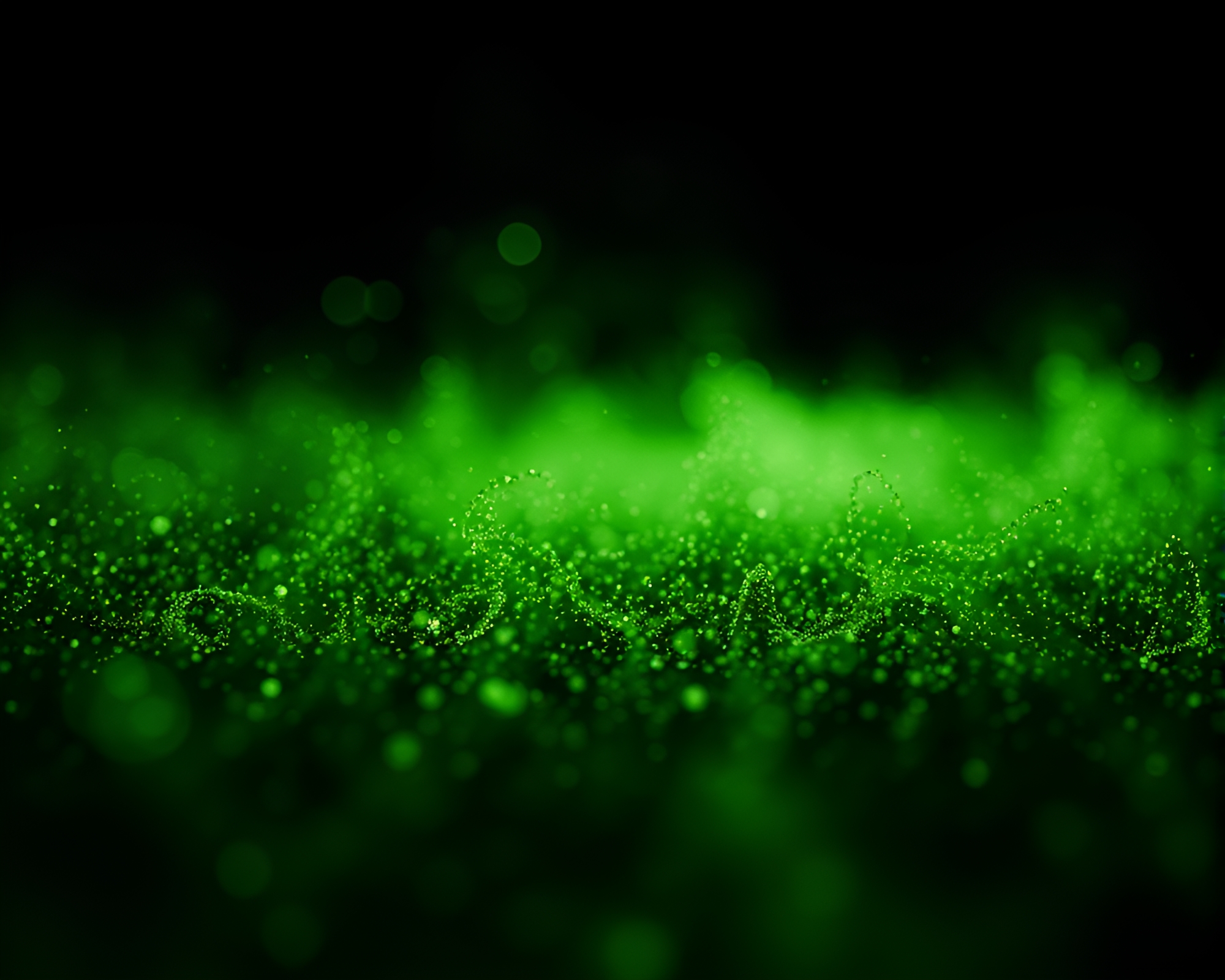 Digital Glitch Dust Particles in Monochrome Green – free AI stock image
