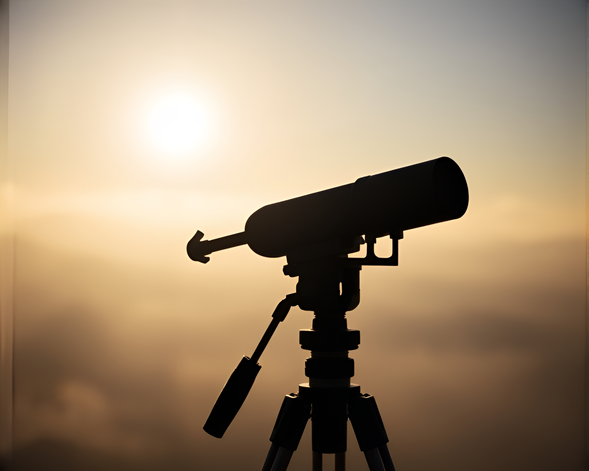 Silhouette of Telescope Adventurer in Hazy Study – free AI stock image