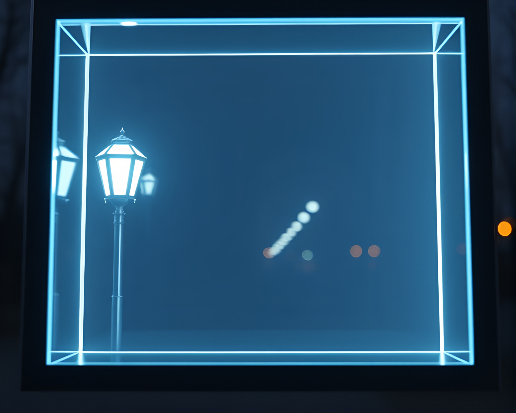 Futuristic Bio-Printing Under Streetlamp Glow – free AI stock image
