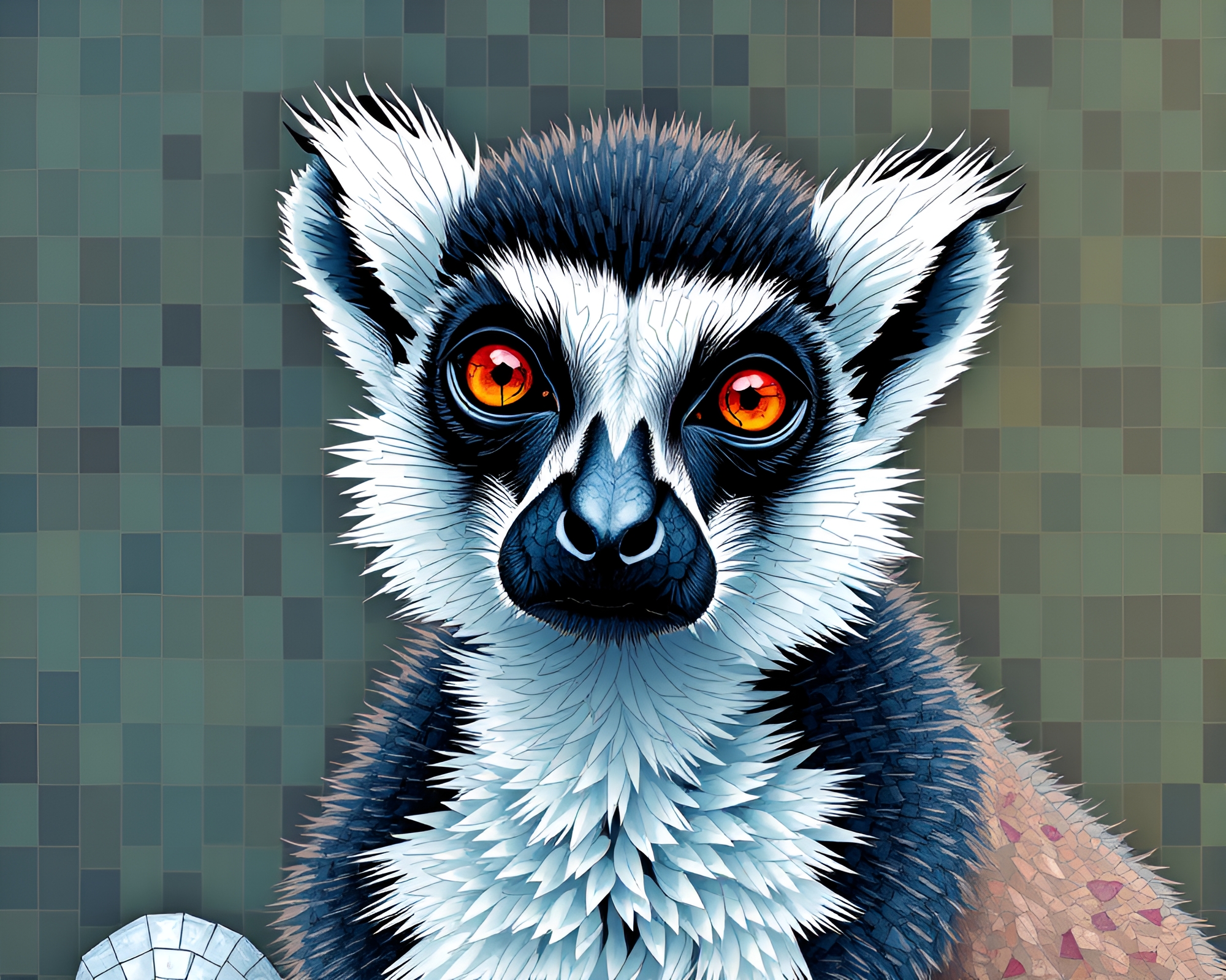 Lemur Mosaic in Crystal Clarity Medical Illustration – free AI stock image