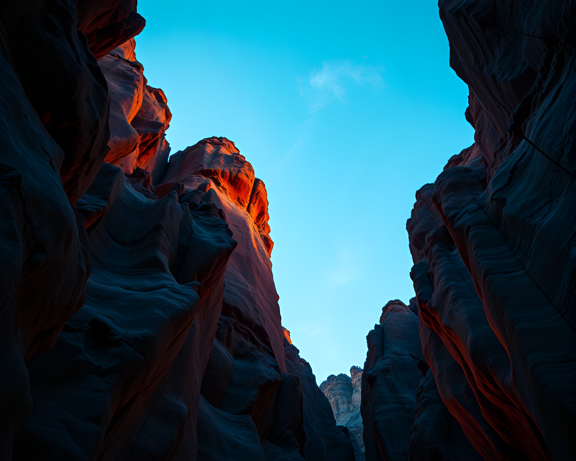 Canyon Depths: Blue Hour Flicker – free AI stock image