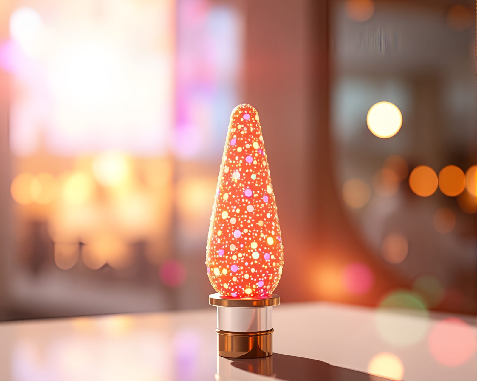 Vibrant gelato cone art with shiny, dotted details
