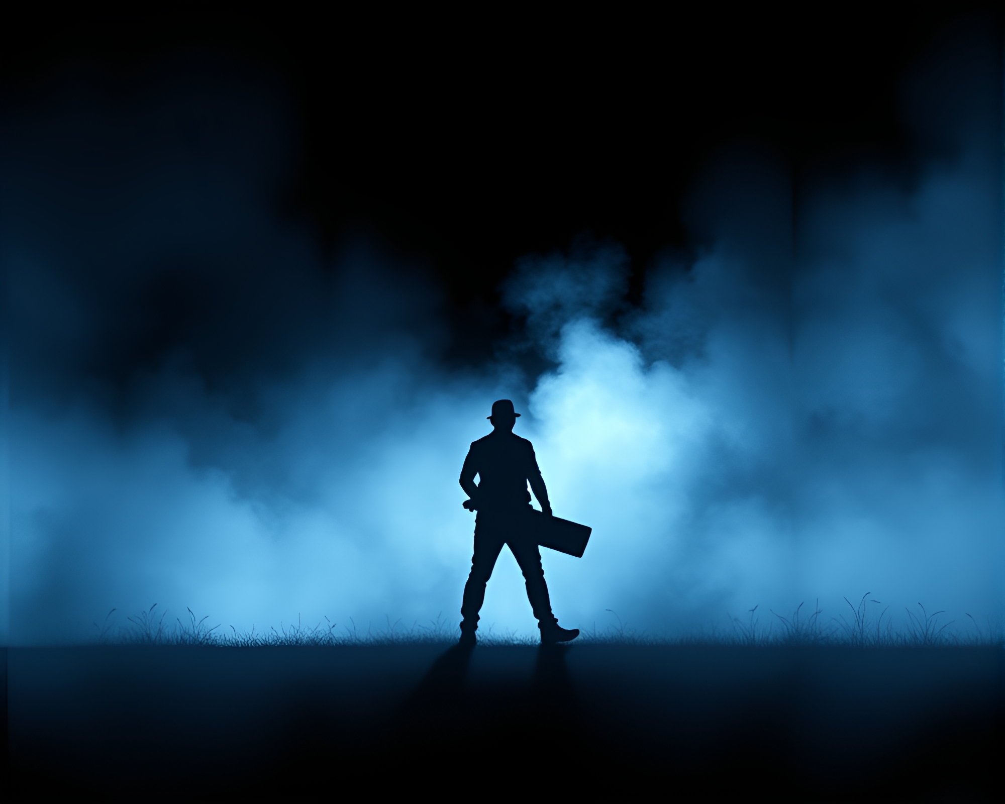 Quantum Computer Silhouette in Misty Digital Painting – free AI stock image