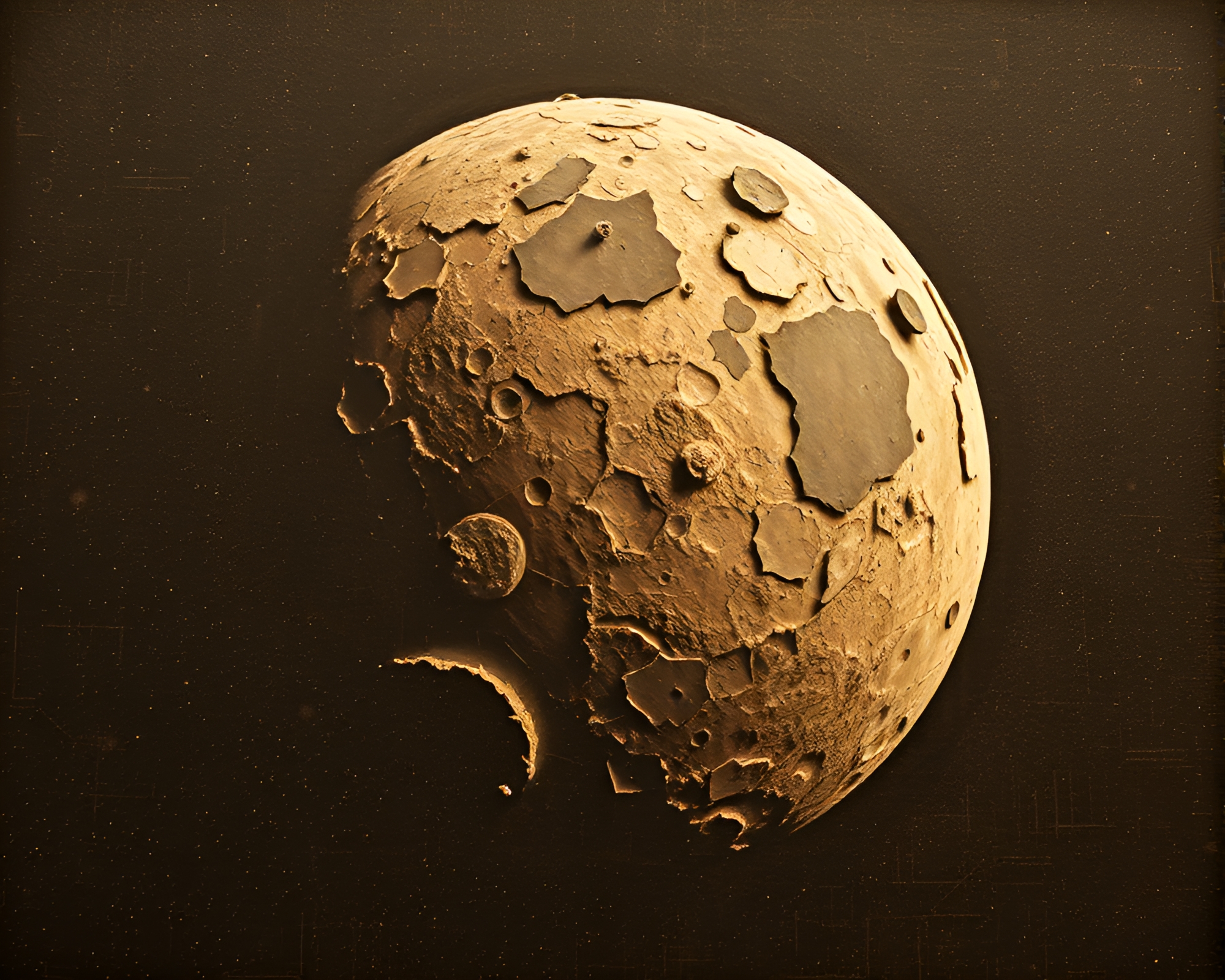 Space Habitat Stitched Pattern in Sepia Telephoto View – free AI stock image