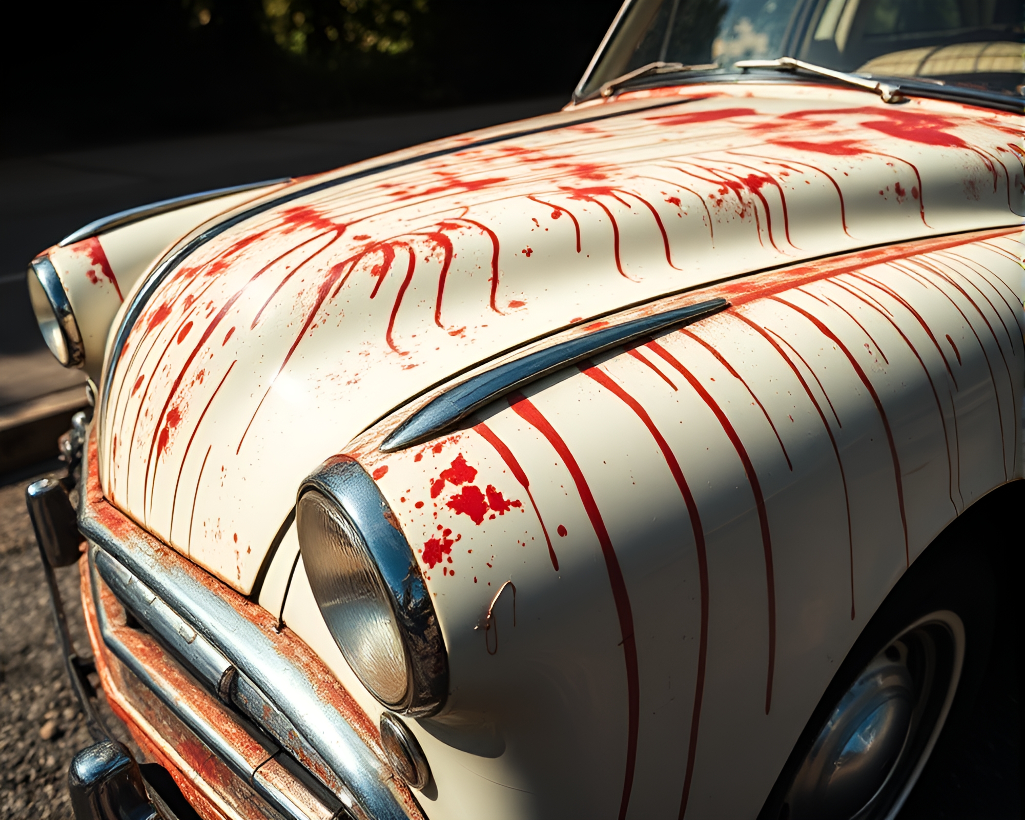Vintage car composition with spray paint drips – free AI stock image