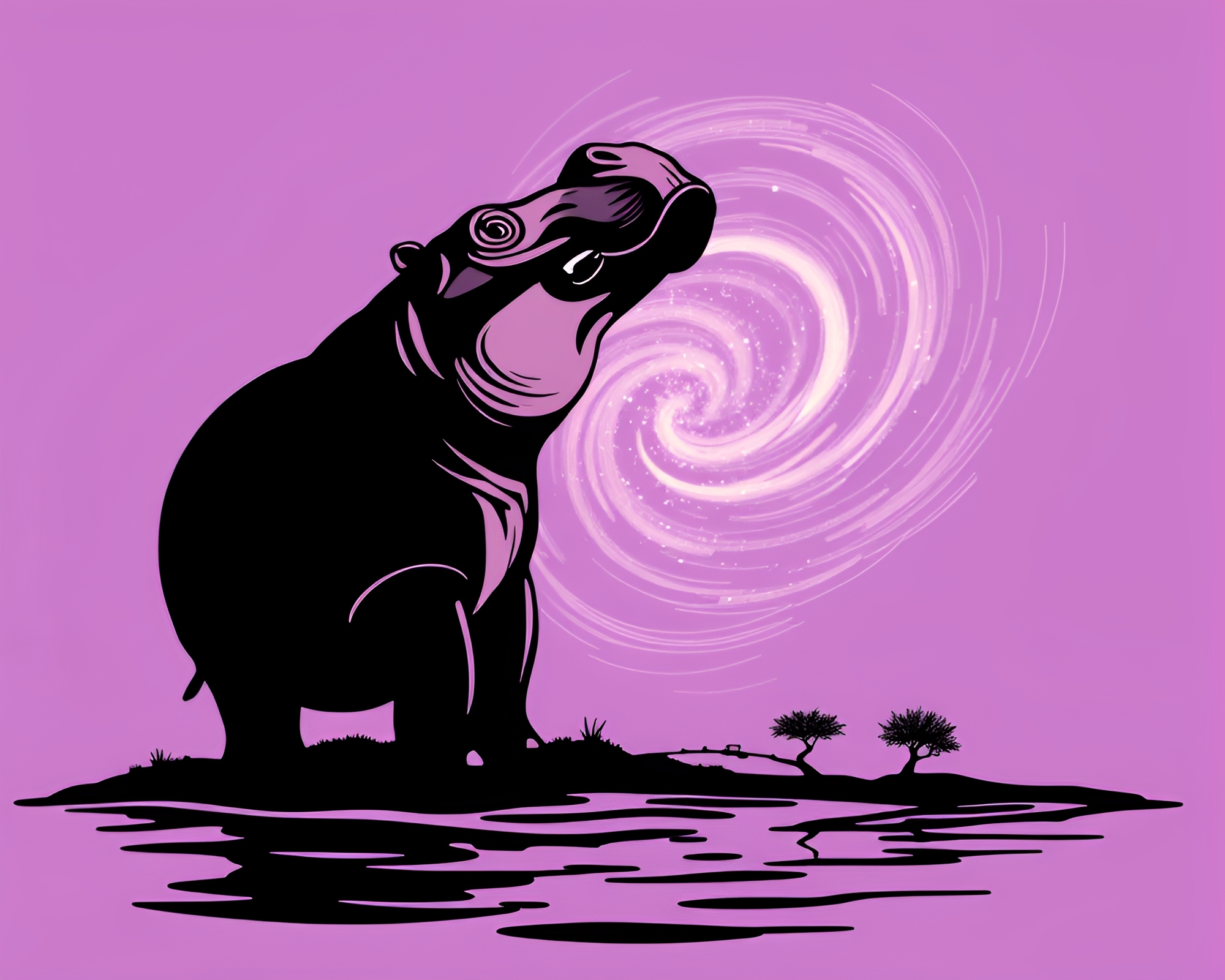 Hippopotamus Gazing at Milky Way in ASCII Art – free AI stock image