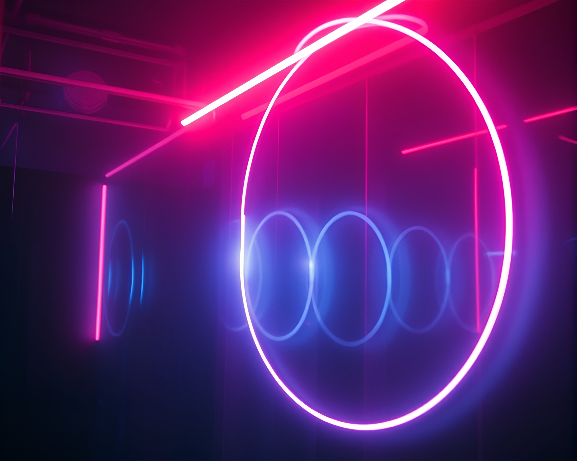 Quantum Computer Neon Double Exposure – free AI stock image