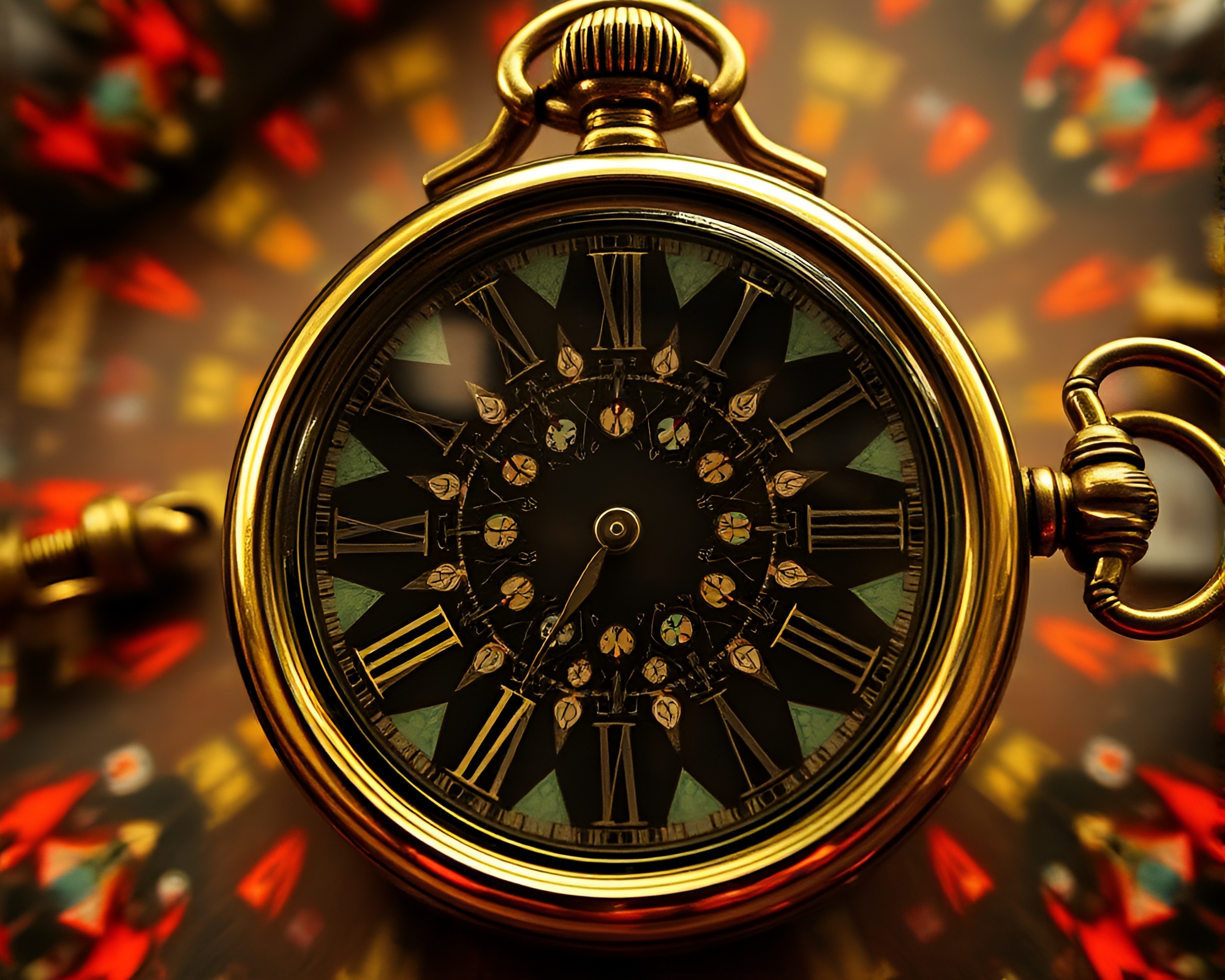 Steampunk Pocket Watch Kaleidoscope Illustration – free AI stock image