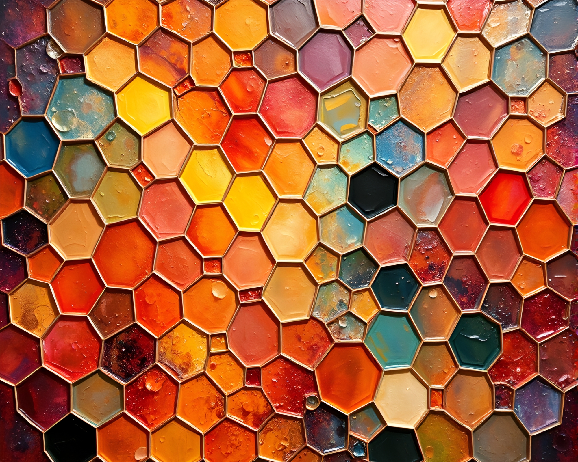 Galactic Apple Cider Hexagonal Tiling Expressionism – free AI stock image