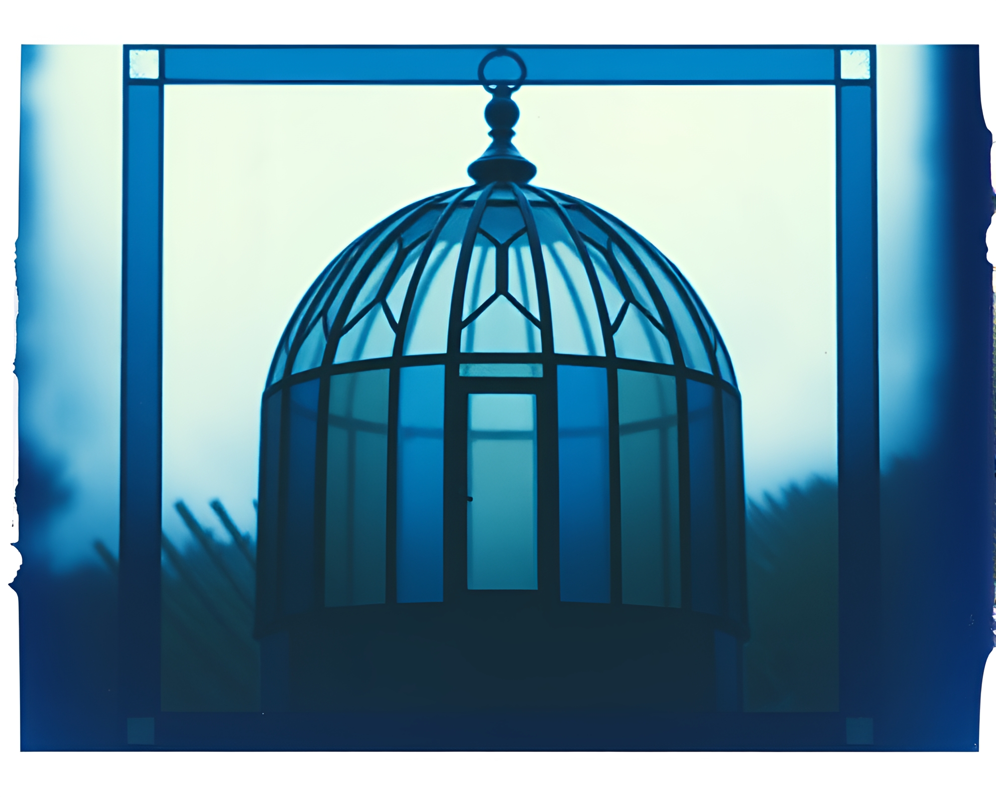 Mysterious Indigo Stained Glass Dome – free AI stock image