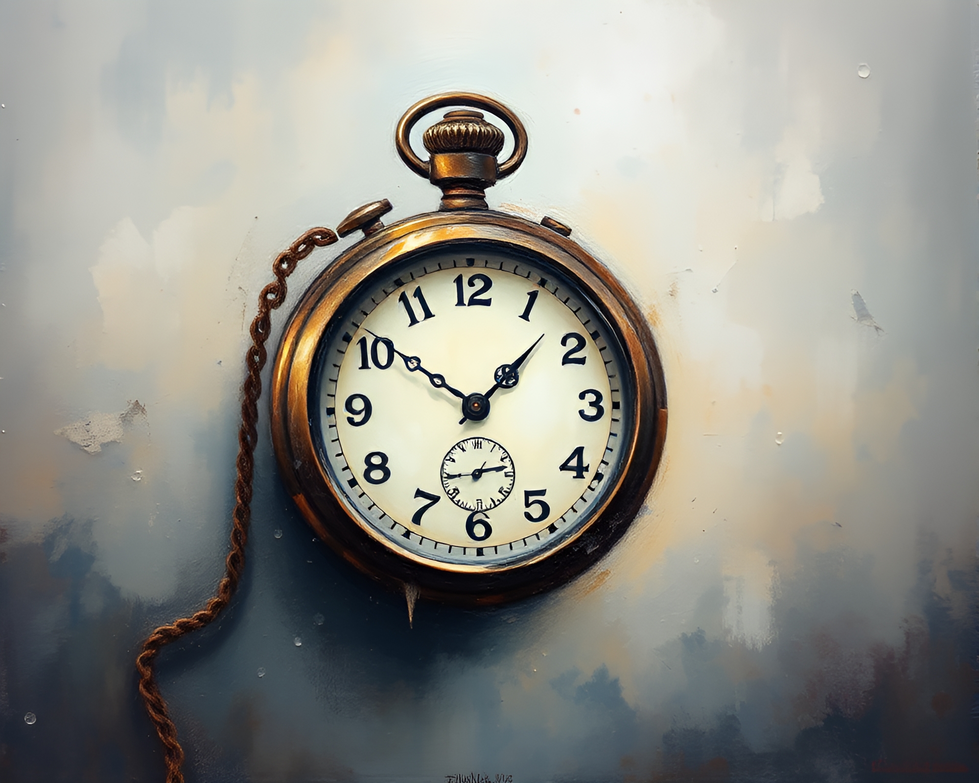 Fantasy Pocket Watch in Dreamy Palette Knife Painting – free AI stock image