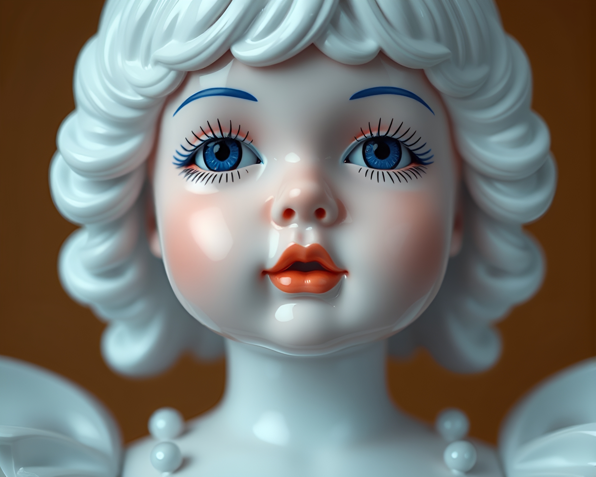 Symmetrical Porcelain Doll in Sapphire Subsurface – free AI stock image