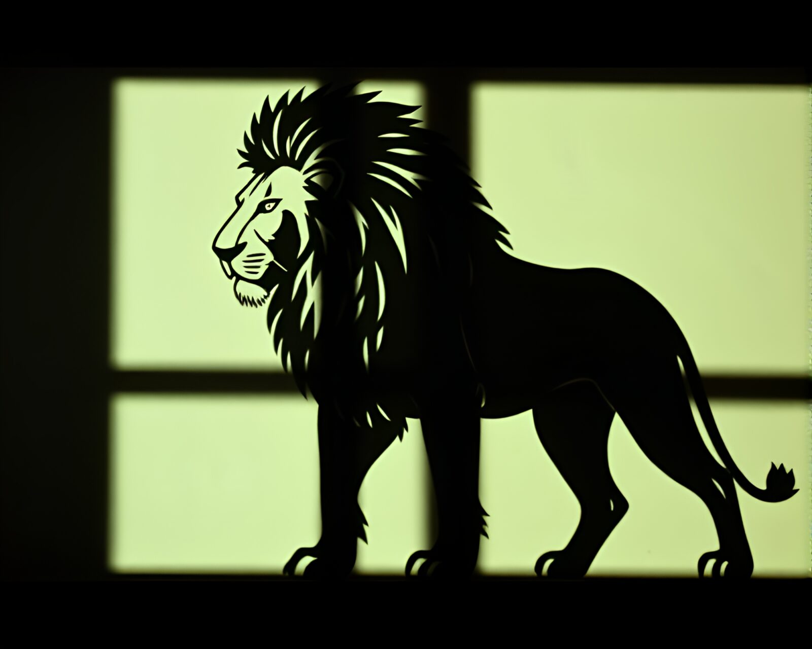 Majestic lion casting intricate stencil shadow in motion