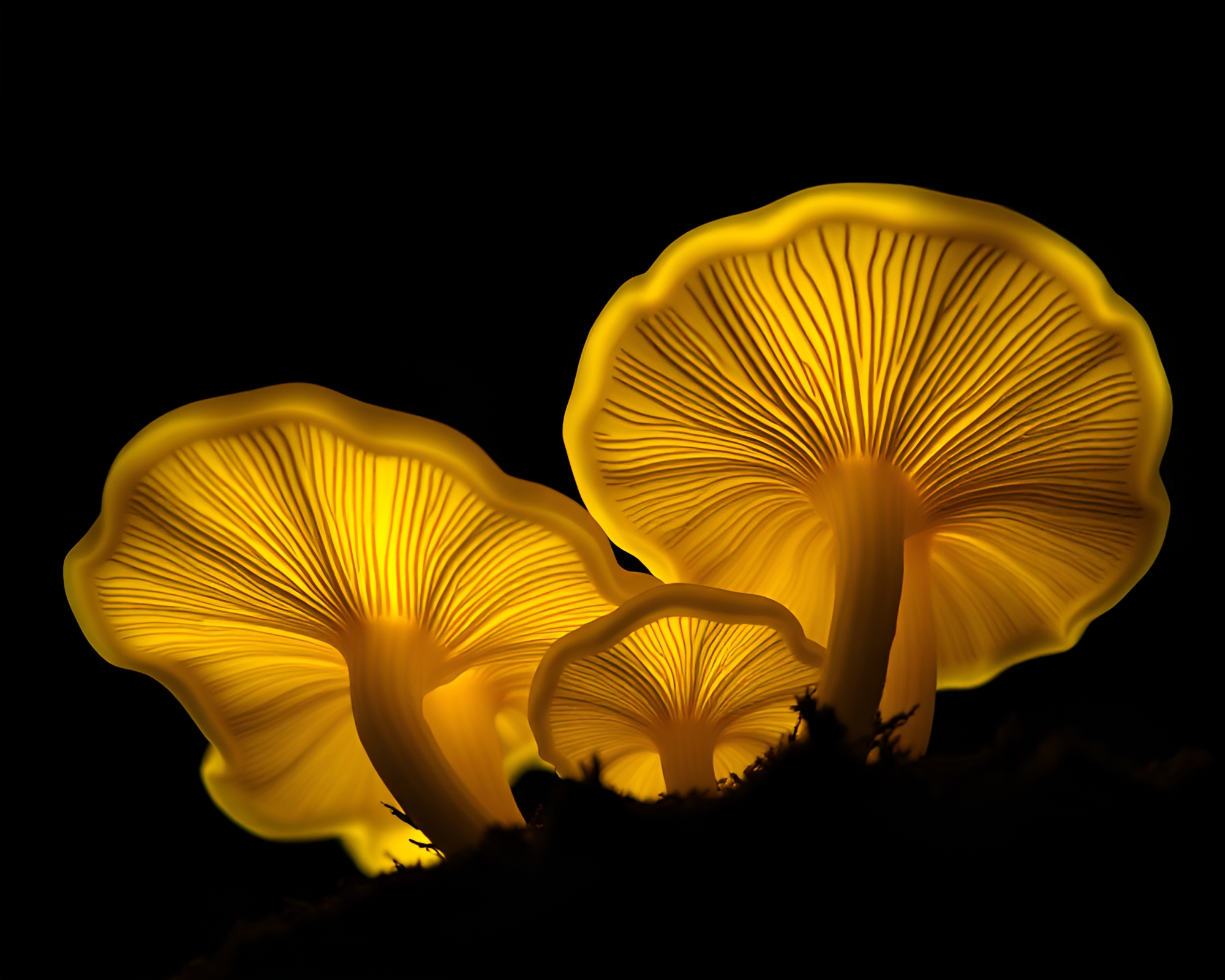 Bioluminescent Fungi in Geometric Abstraction – free AI stock image