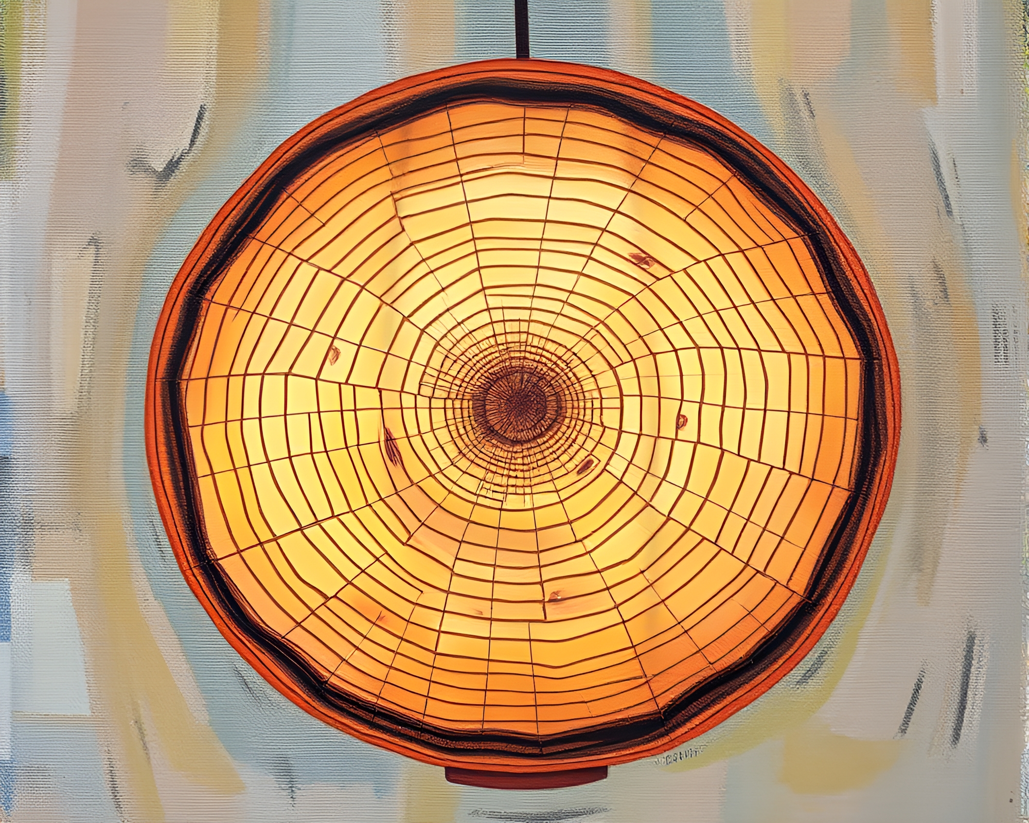 Pastel Paper Lantern Tree Ring Pattern Painting – free AI stock image