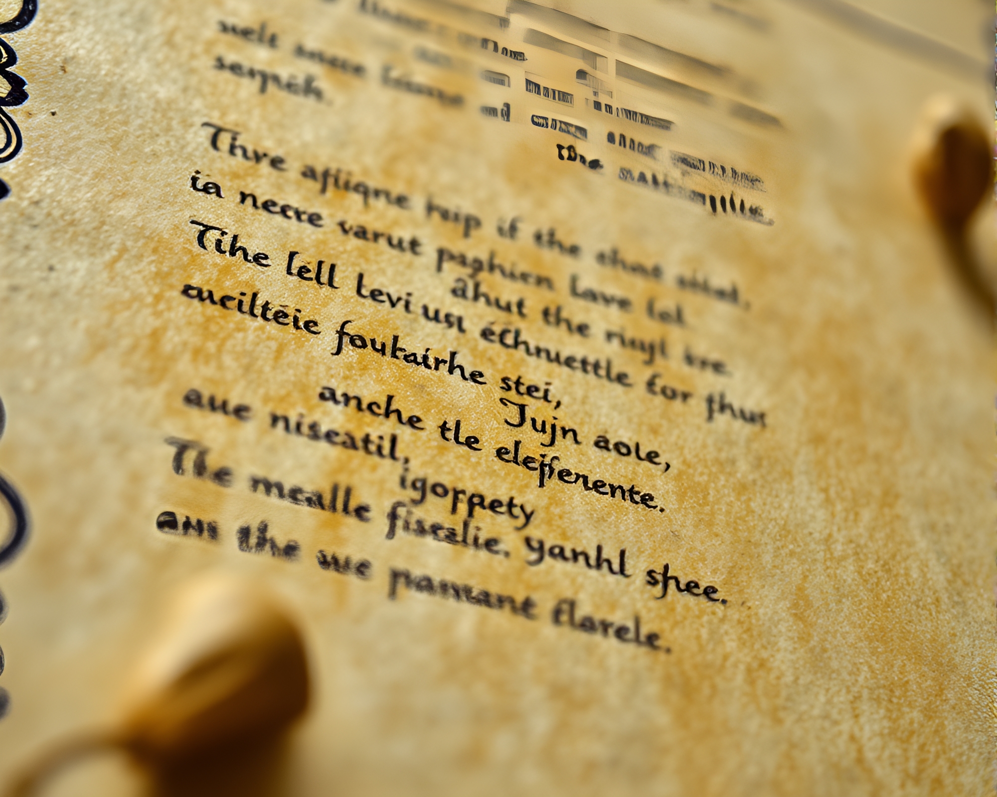 Ancient Scroll Extreme Close-Up Conté Crayon Drawing – free AI stock image