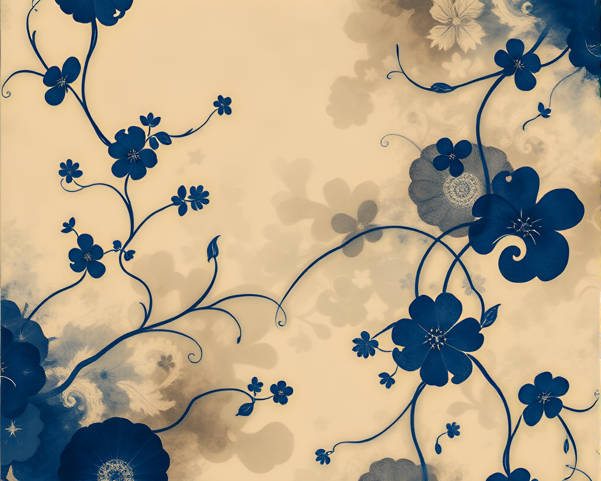 Fractal Silk Kimono Floating in Sepia Blue Dream – free AI stock image