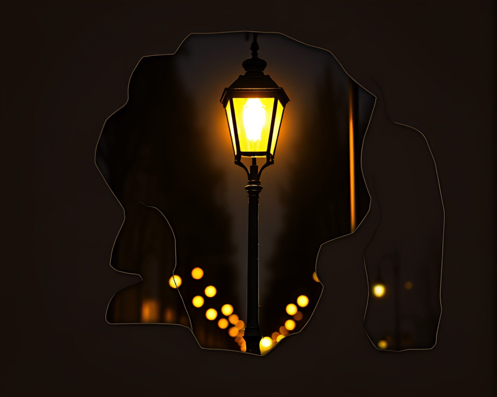 Procedural texture art of cutouts forming a dimensional tear.