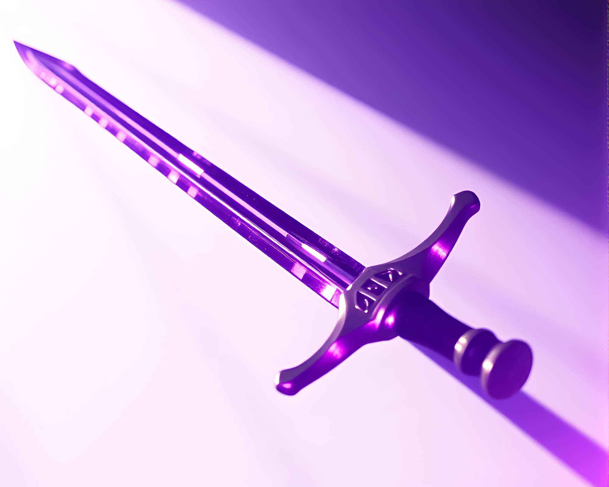 Dutch Angle Sword Duel in Amethyst Vignette – free AI stock image