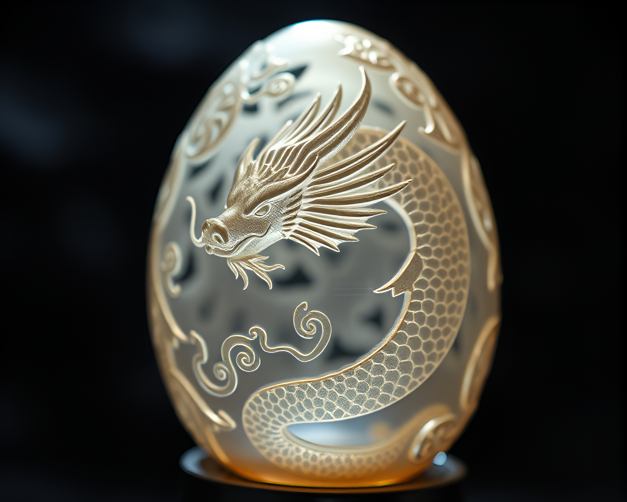 Mystical Dragon Egg Engraved in Double Exposure – free AI stock image