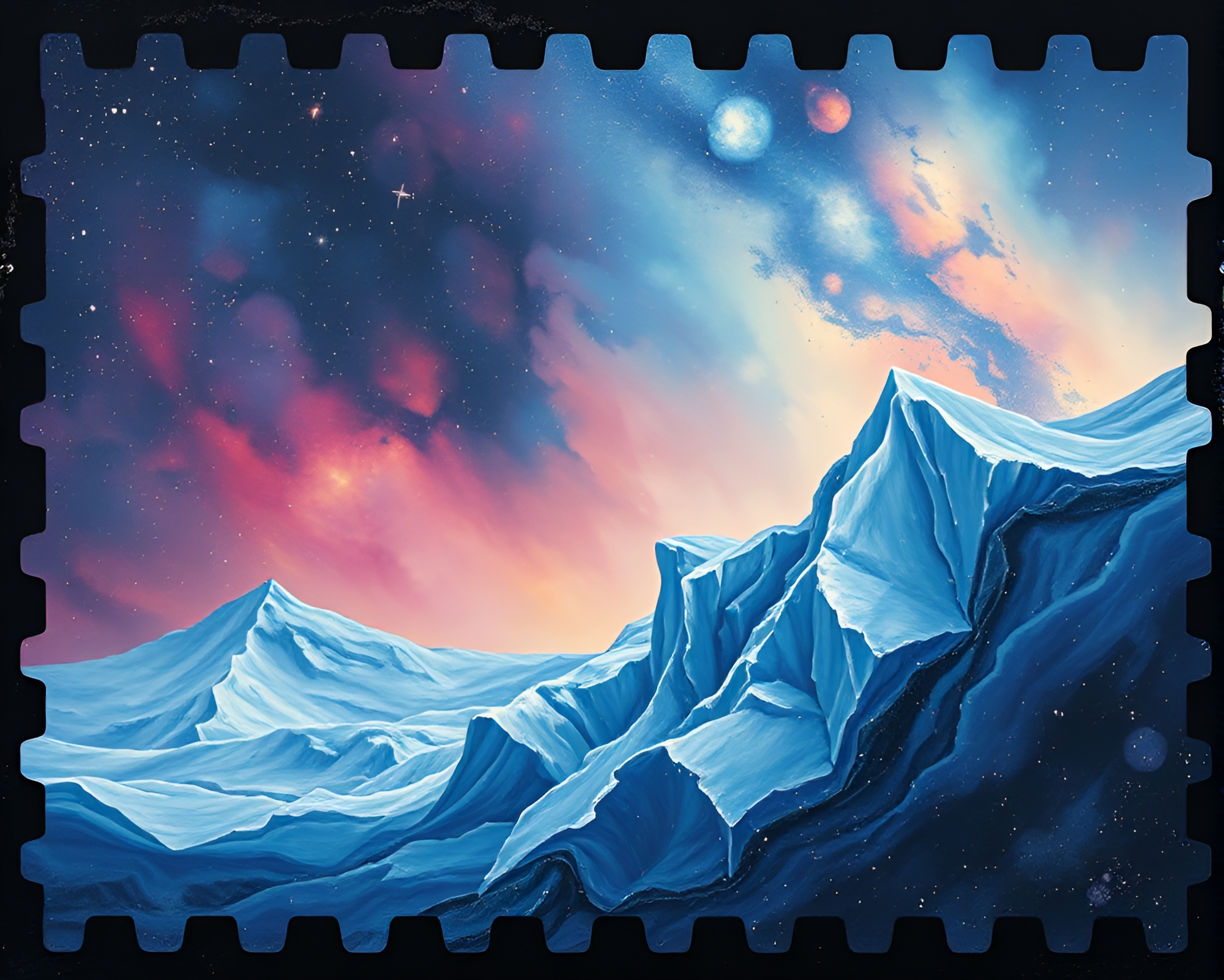 Glacier Shift: Cosmic Palette Knife Painting – free AI stock image