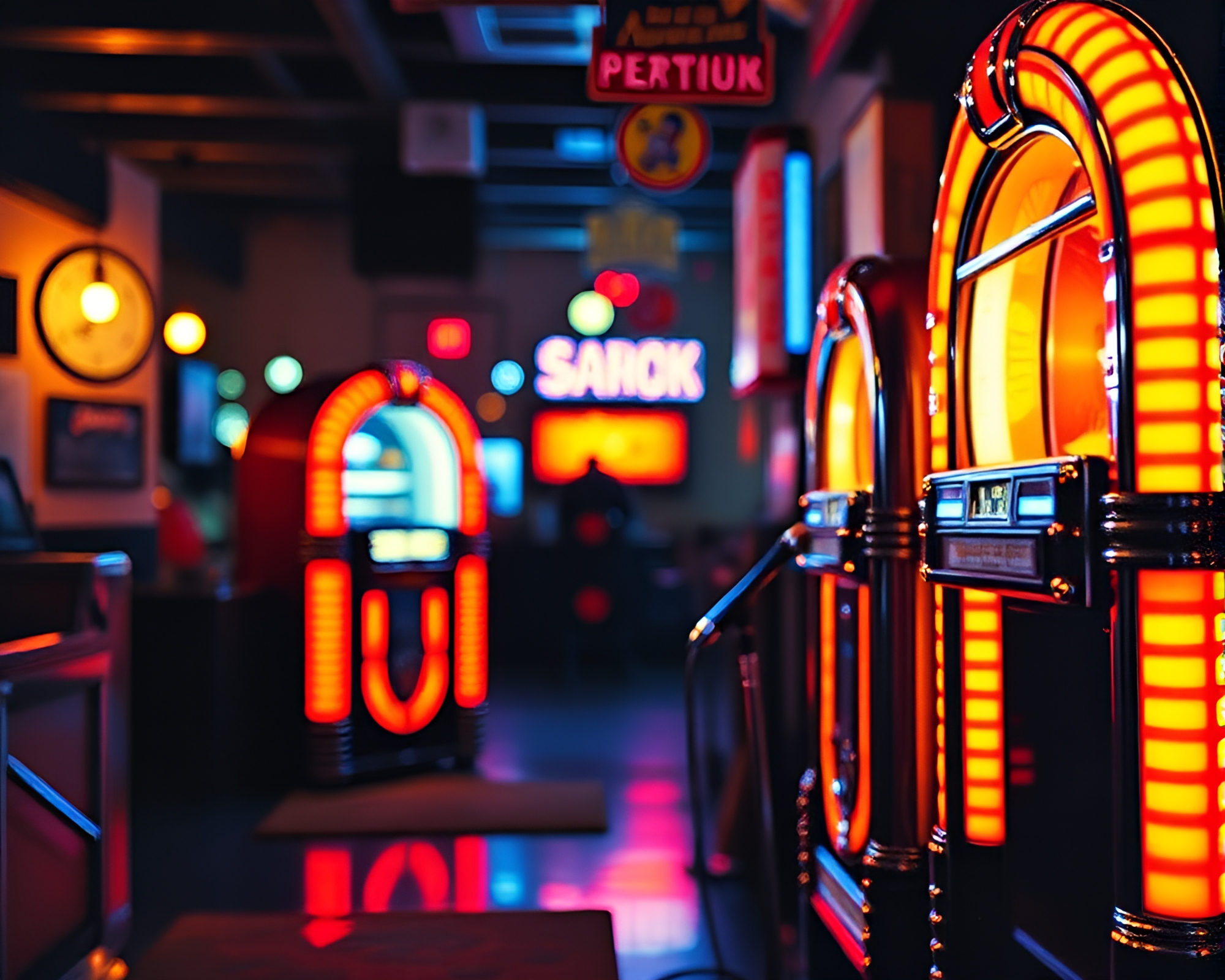 Retro Jukebox Acrylic Painting with High-Key Lighting – free AI stock image