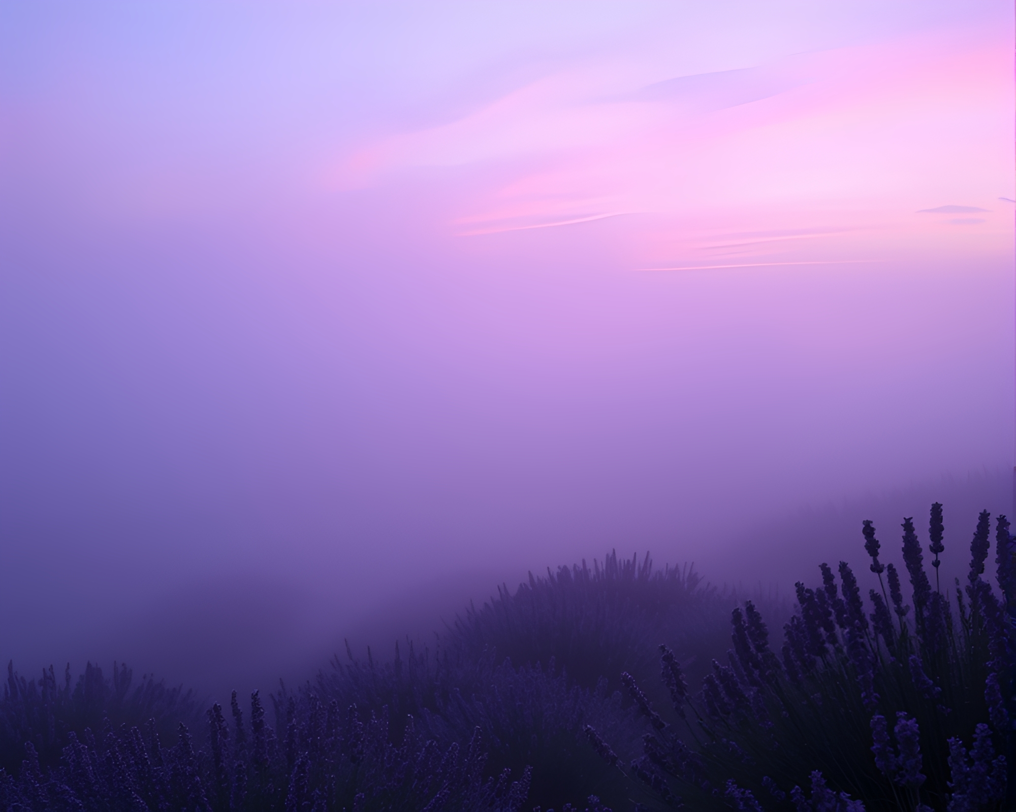 Mystical Plateau: Lavender Twilight and Drifting Fog – free AI stock image
