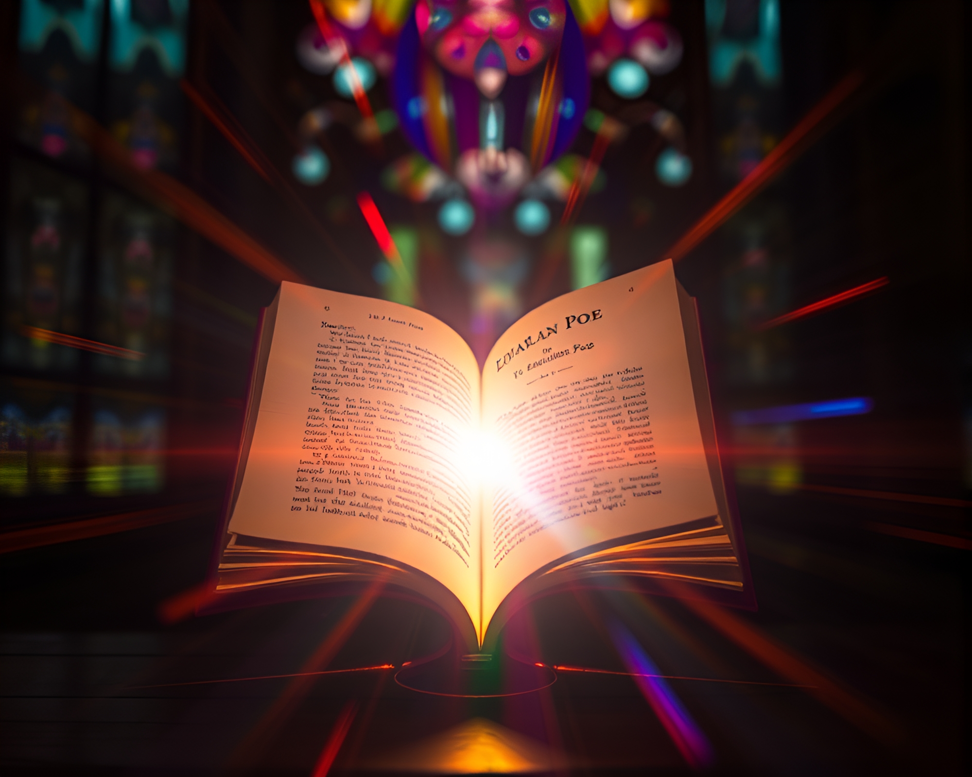 Edgar Allan Poe Inspired Stained Glass Pan Blur – free AI stock image
