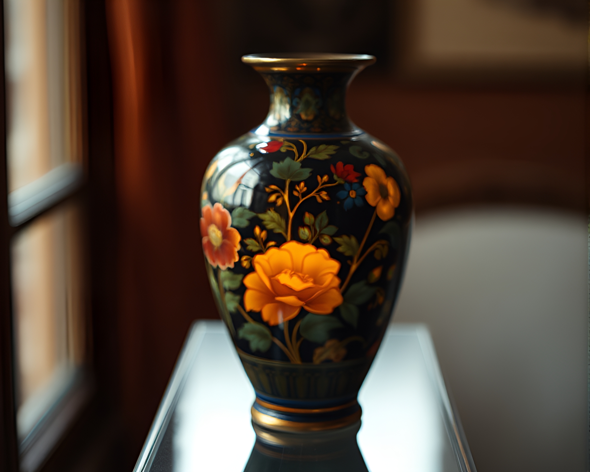 Surreal Cloisonné Vase in Distorted Lens Perception – free AI stock image