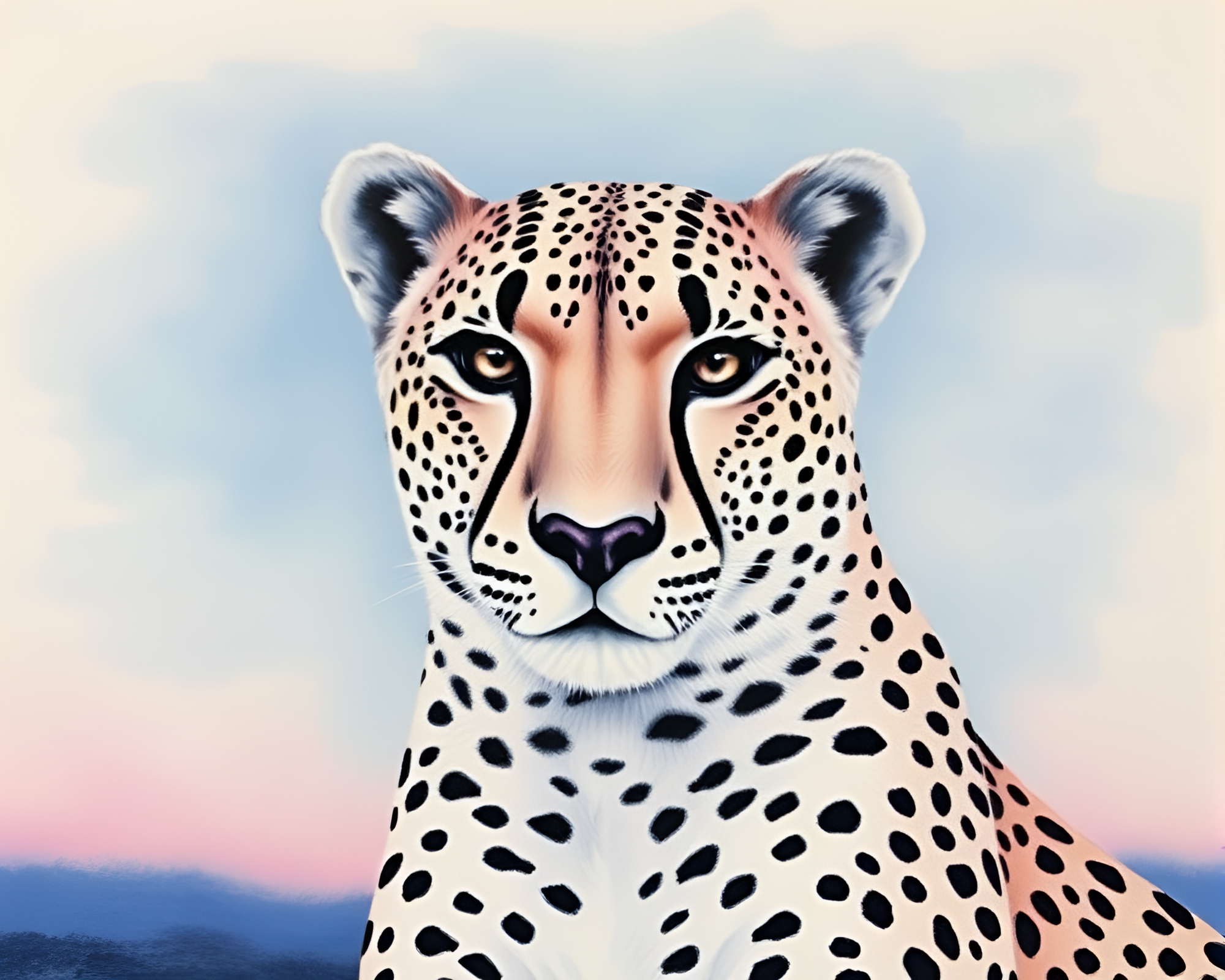Cheetah Beadwork Under Polar Twilight Sky – free AI stock image