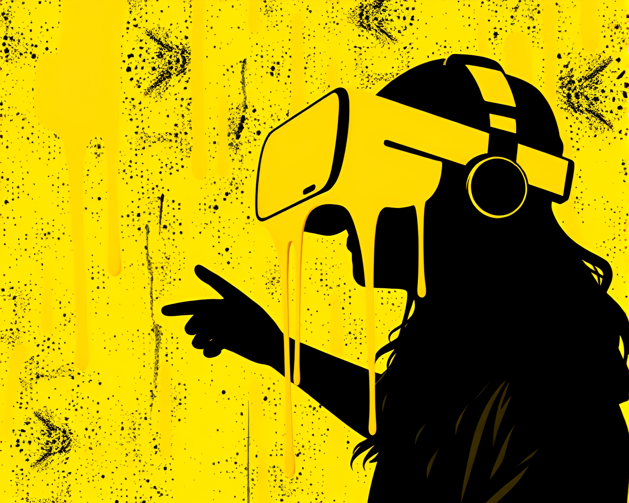 Mustard Virtual Reality Silhouette Illustration Concept – free AI stock image