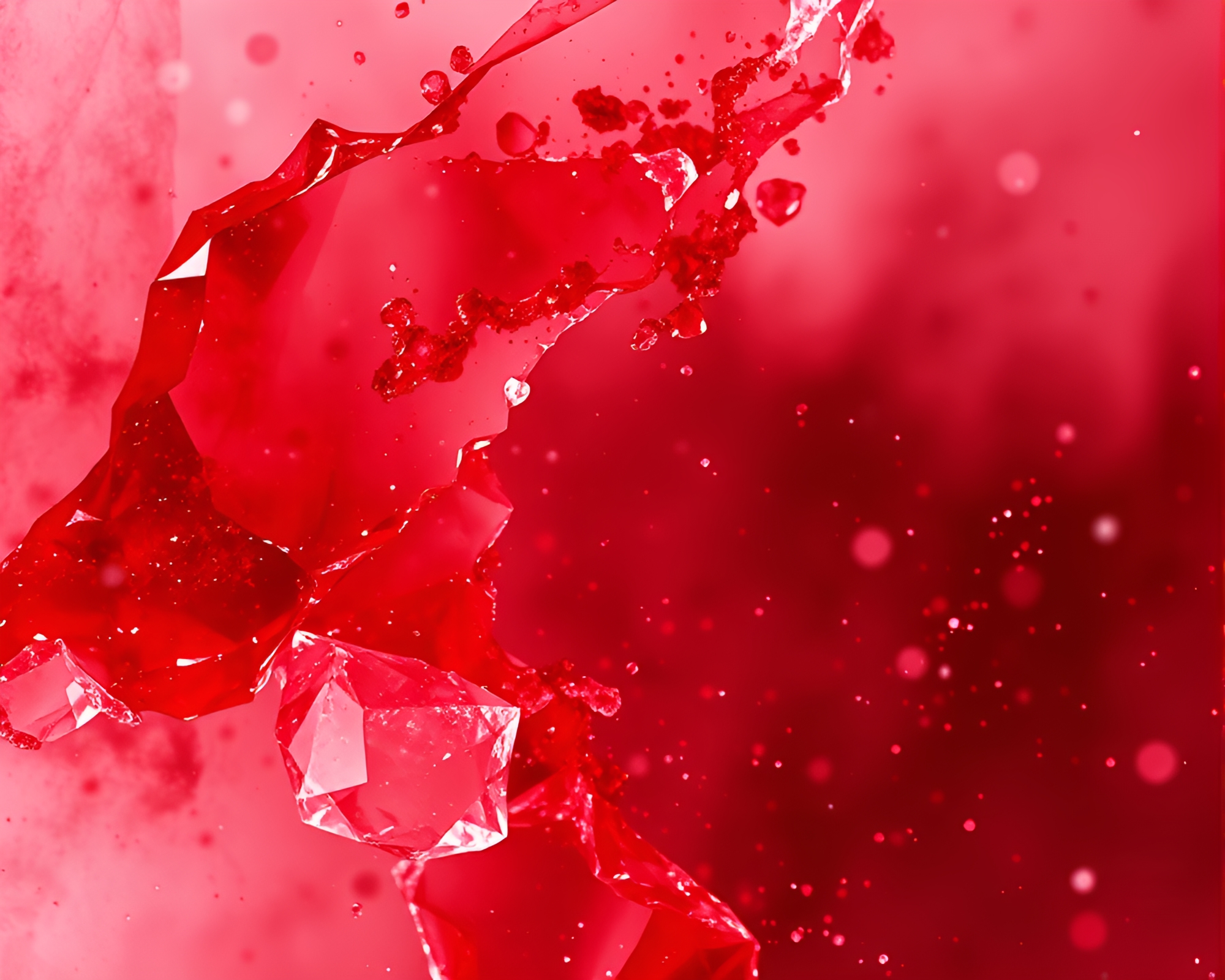 Ethereal Floating Ruby Red Crystal Calligraphy Composition – free AI stock image