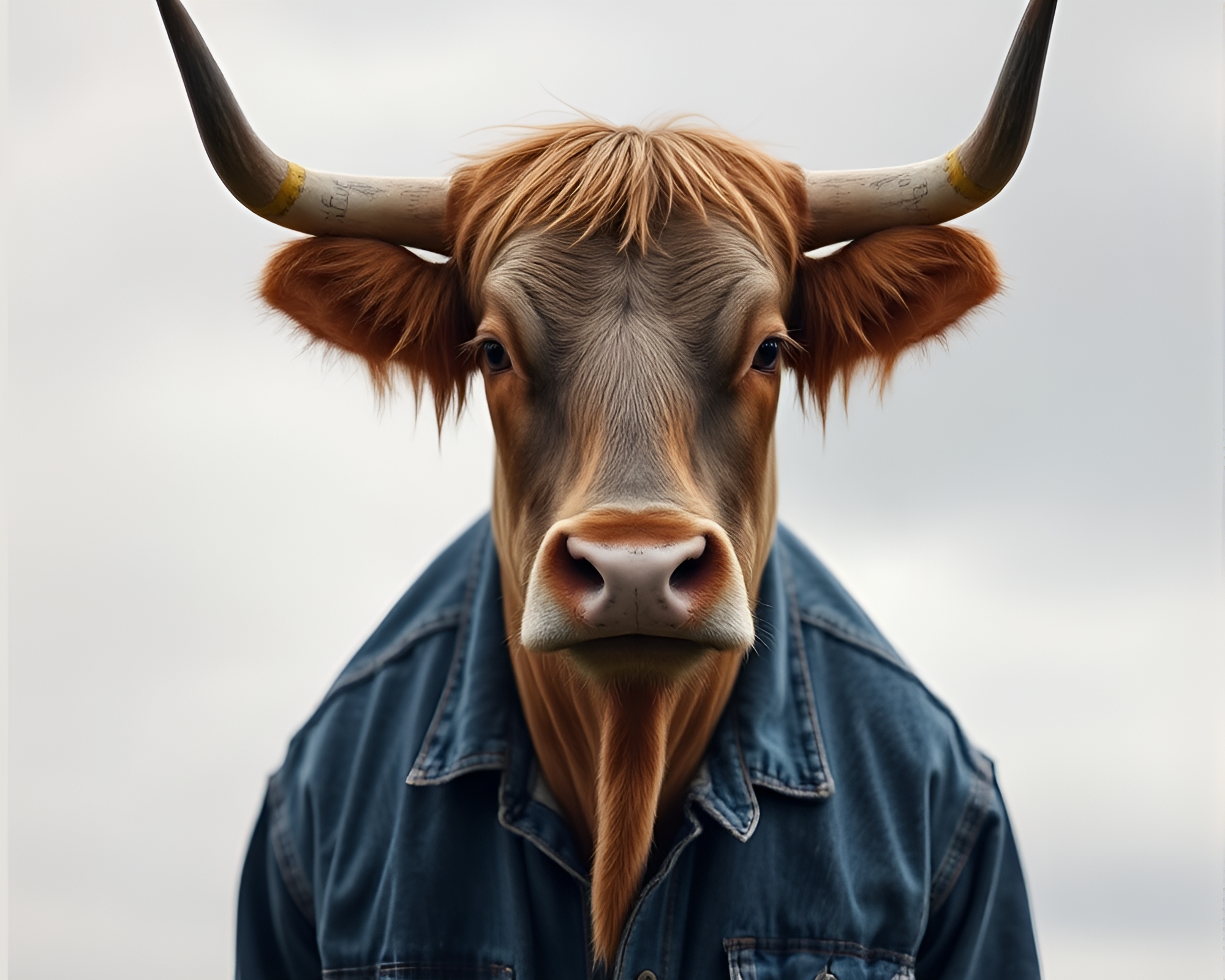 Majestic Highland Cow in Asymmetrical Balance – free AI stock image