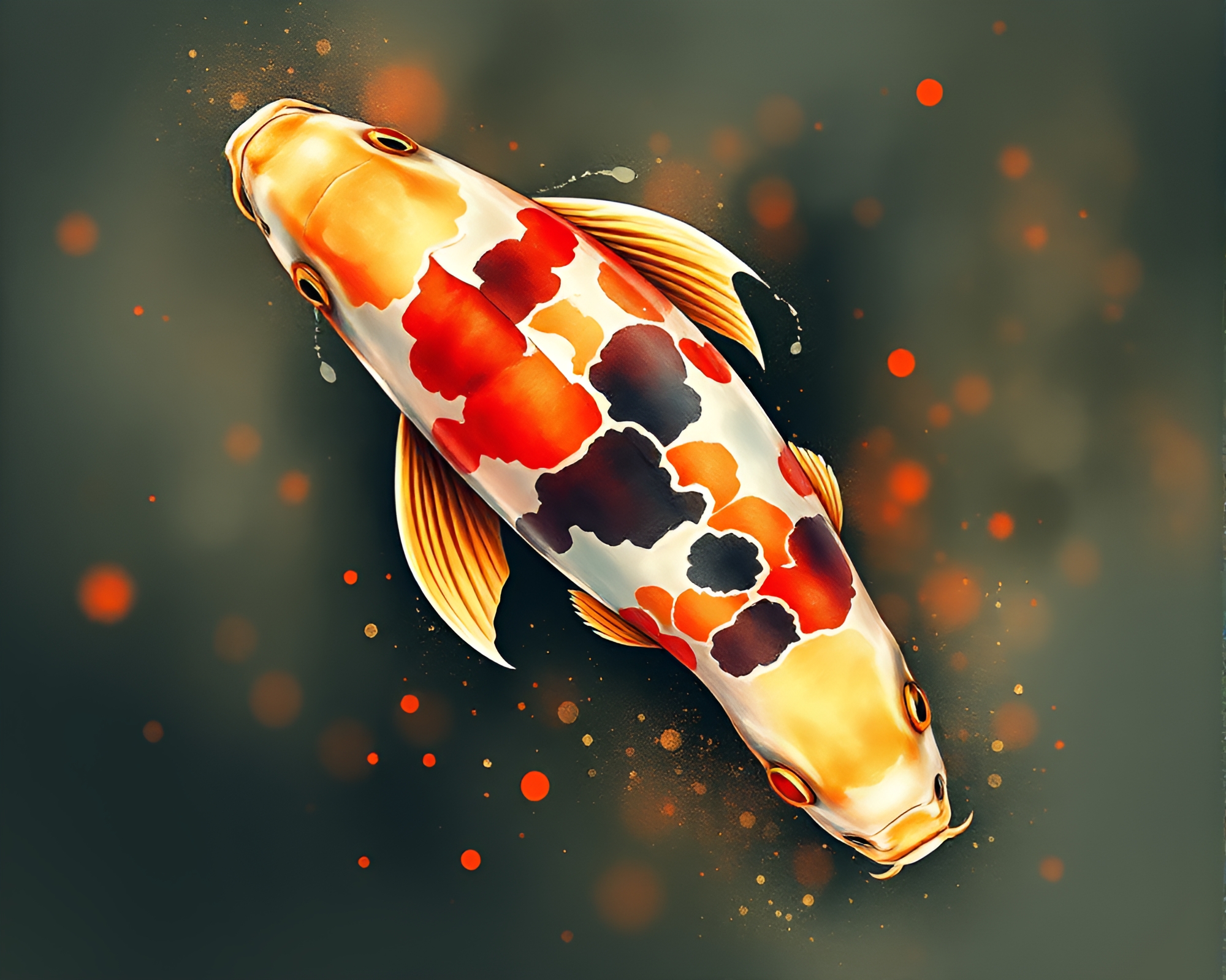 Ethereal Koi Dance: Vector Art Film Burn Inspiration – free AI stock image