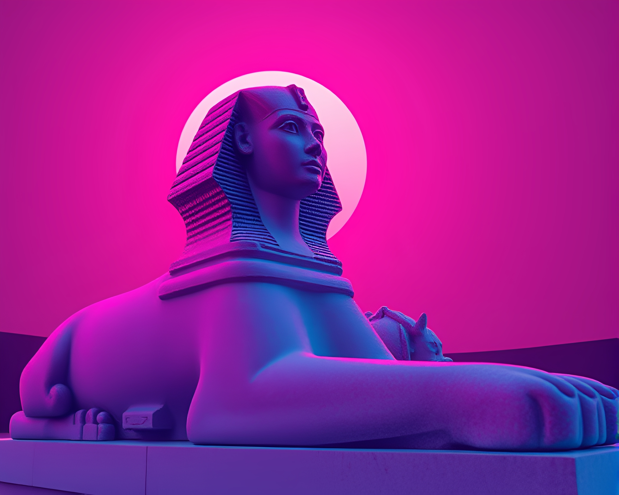 Stippling Sphinx Silhouette at Sunrise Op Art – free AI stock image