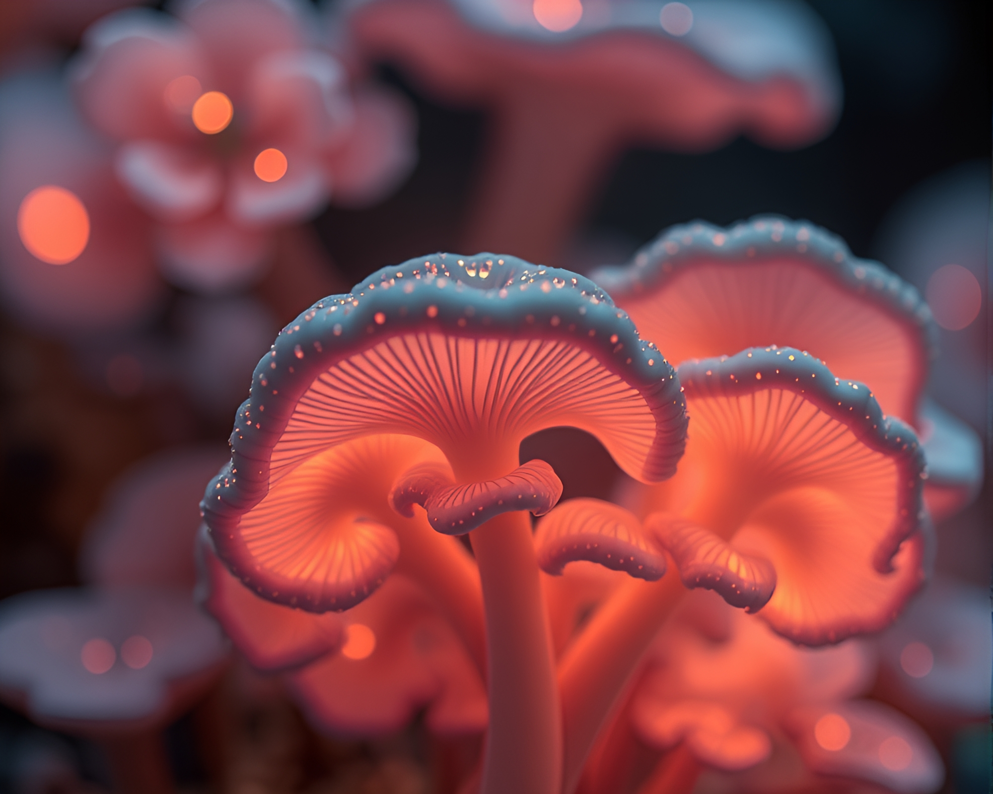 Fractal Fungal Forest Illuminated in Data Art – free AI stock image