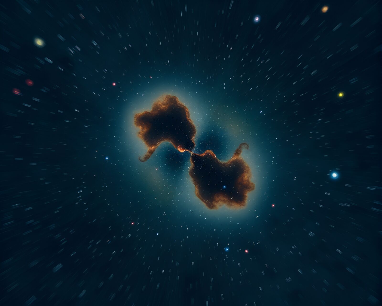 A mesmerizing celestial nebula with radial symmetry, glowing in HDR contrast under a bokeh effect, a galaxy's dream
