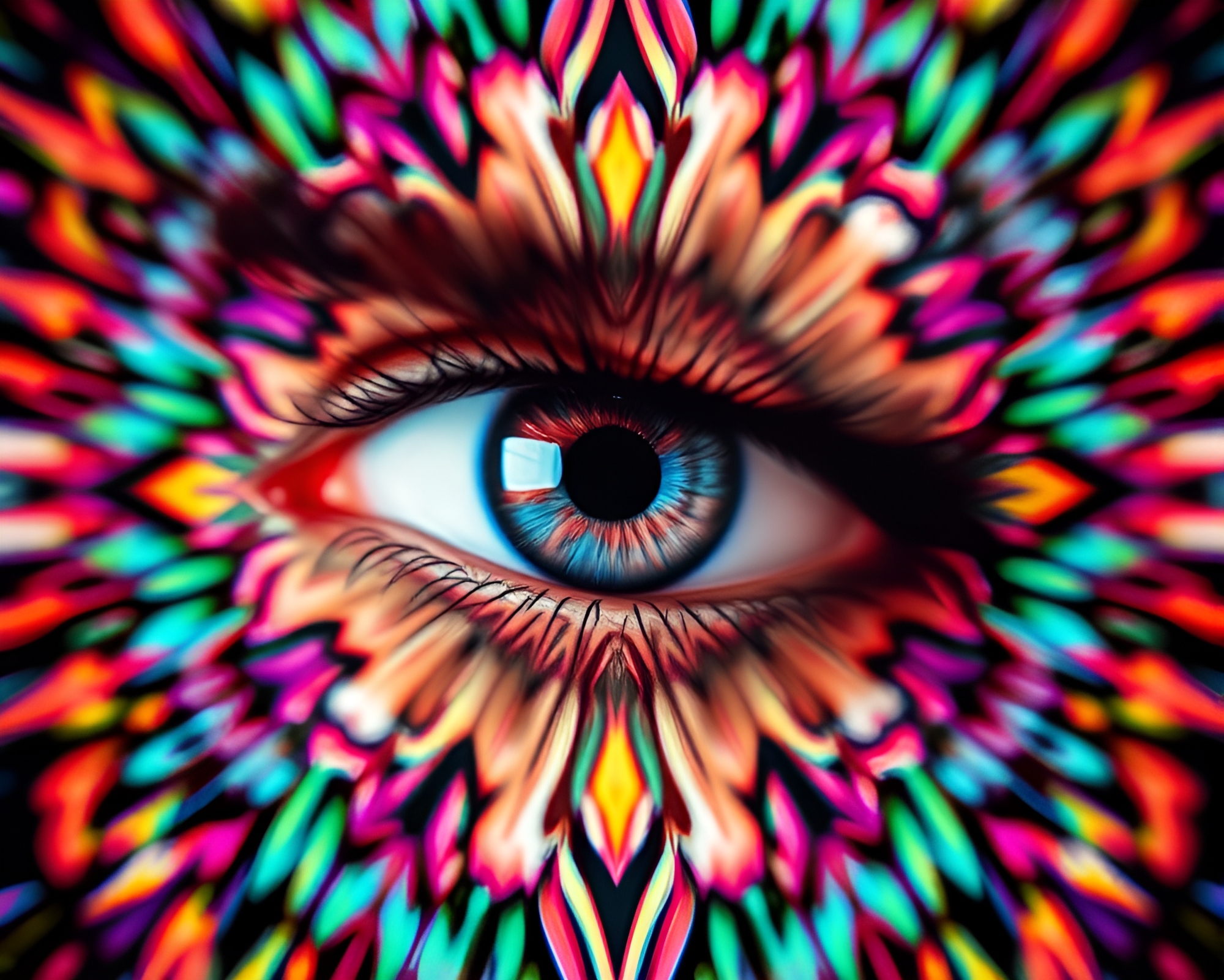 Split-Focus Optical Illusion Tattoo Flash Design – free AI stock image