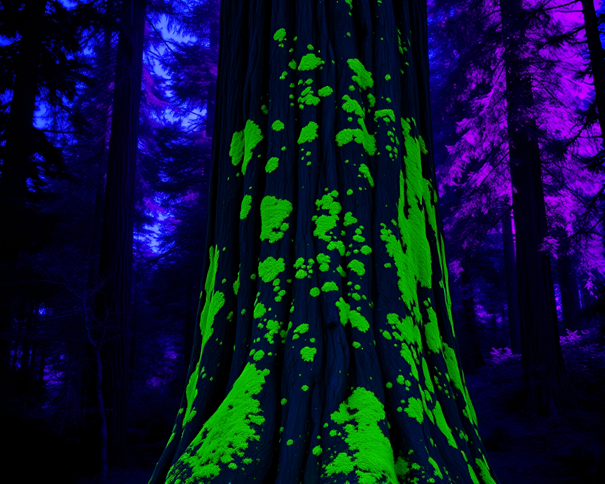 Mildew Spots on UV Redwood Collage – free AI stock image